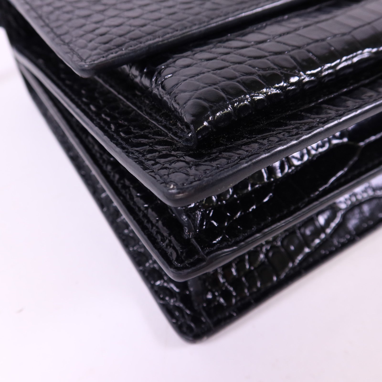 SAINT LAURENT 牛皮皮革Sunset Medium銀扣鏈帶肩背袋