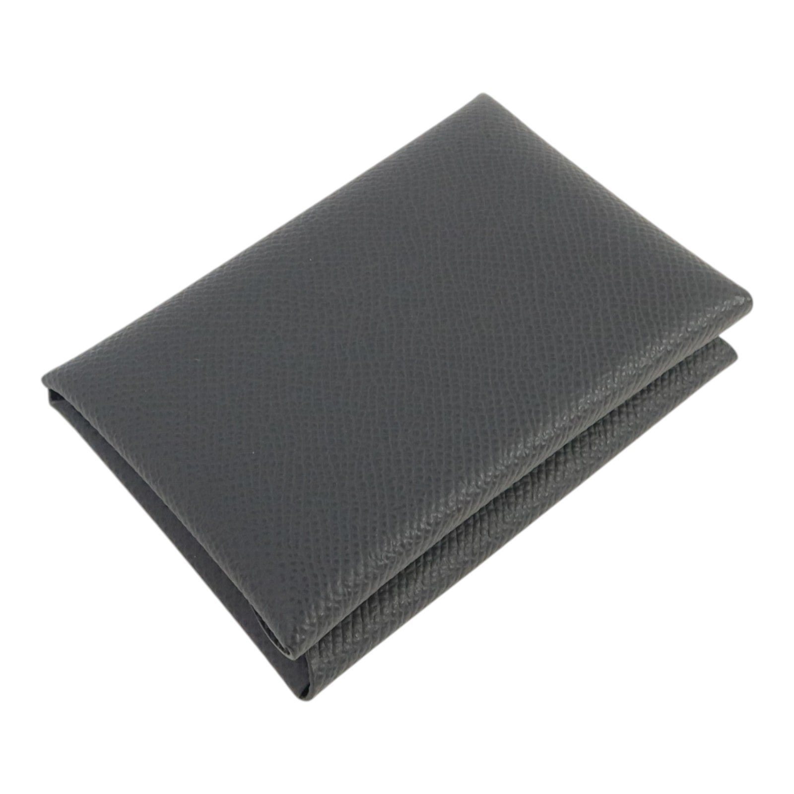 HERMES Epsom皮革Calvi Duo Compact Card Case銀扣卡片套Ardoise