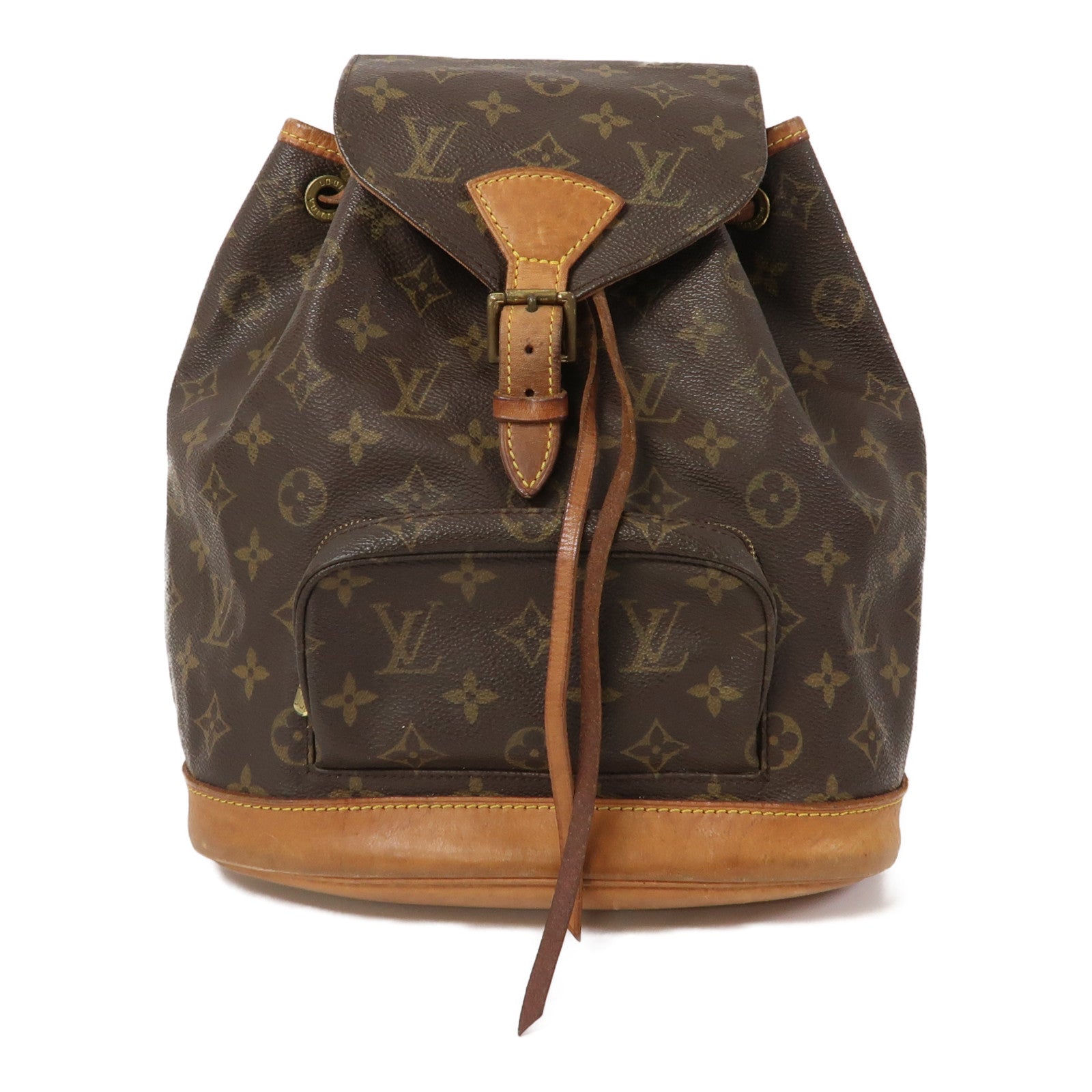 LOUIS VUITTON Monogram Montsouris MM金扣背包啡色