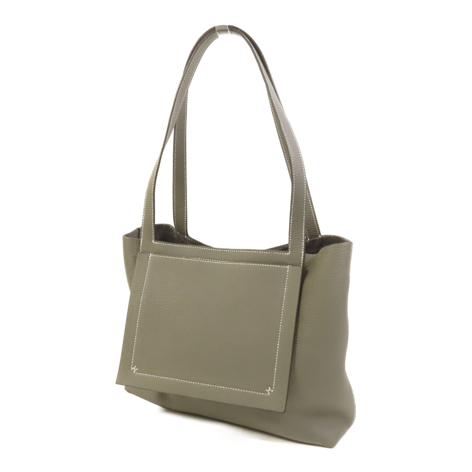 HERMES Clemence皮革Cabasellier 31手挽袋Gris Meyer