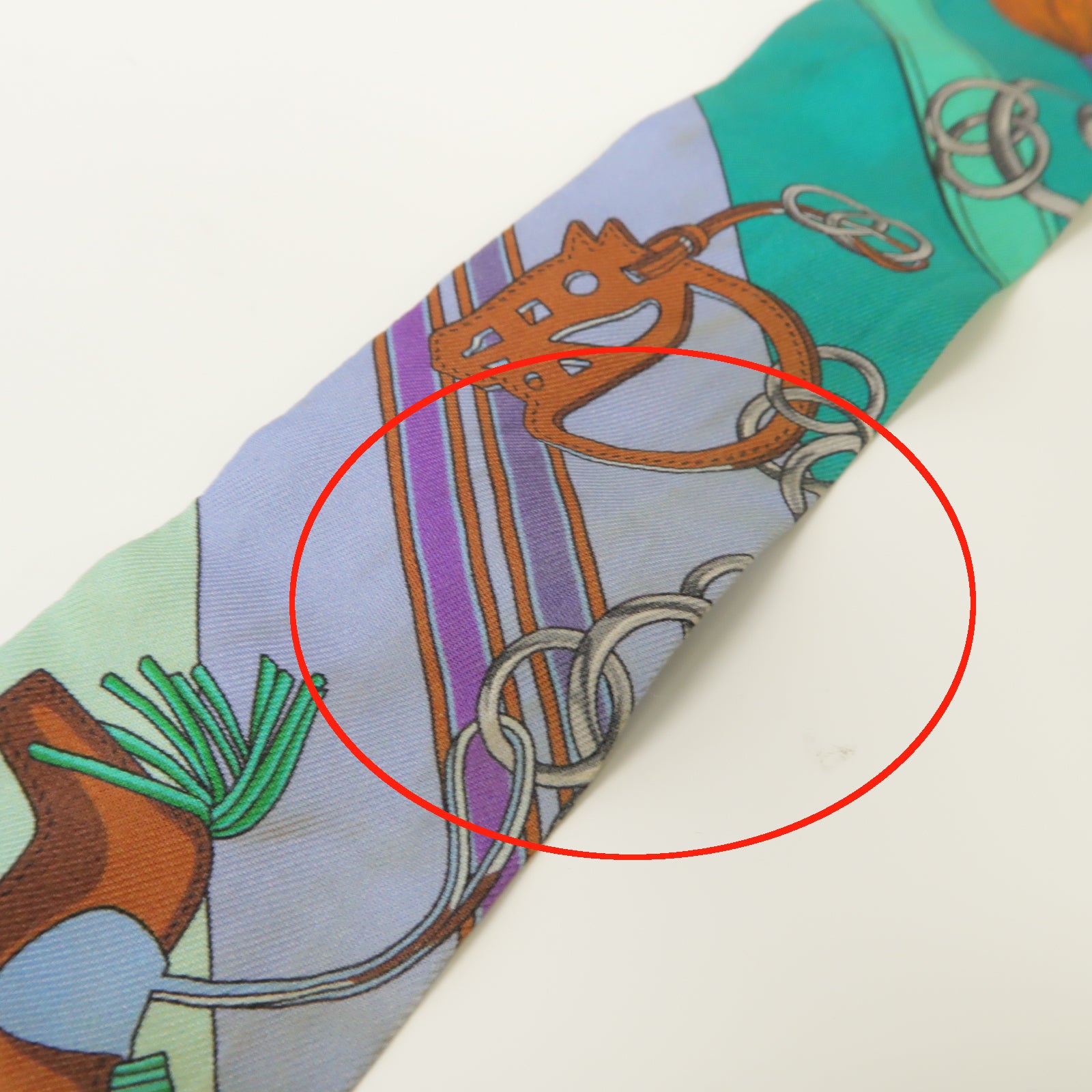 HERMES 【激減優惠】絲質Twilly絲巾綠色/紫色/多色
