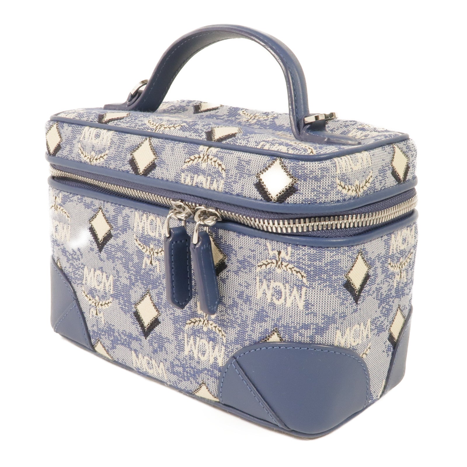 MCM 帆布Vanity Case銀扣手挽肩背兩用袋