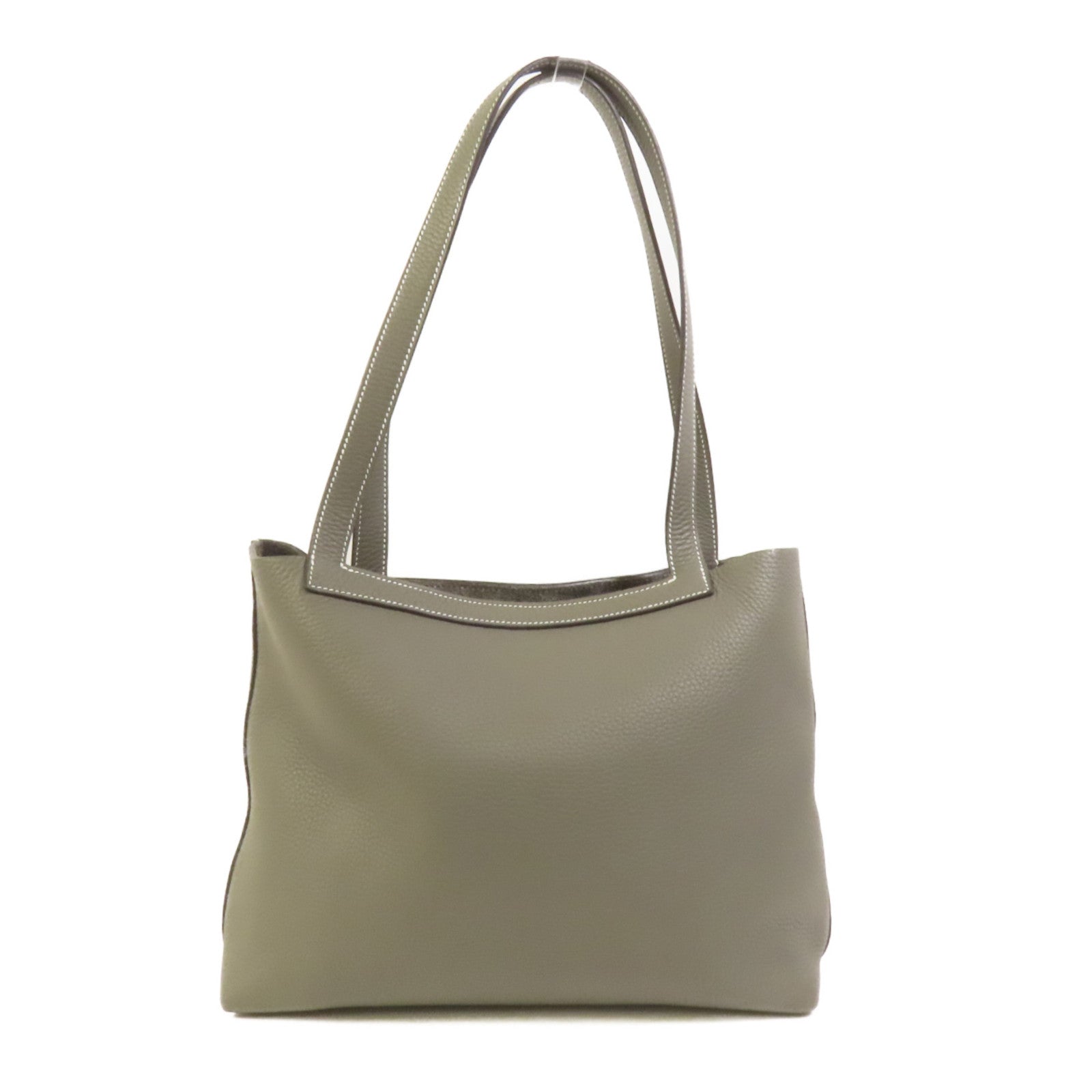 HERMES Clemence皮革Cabasellier 31手挽袋Gris Meyer