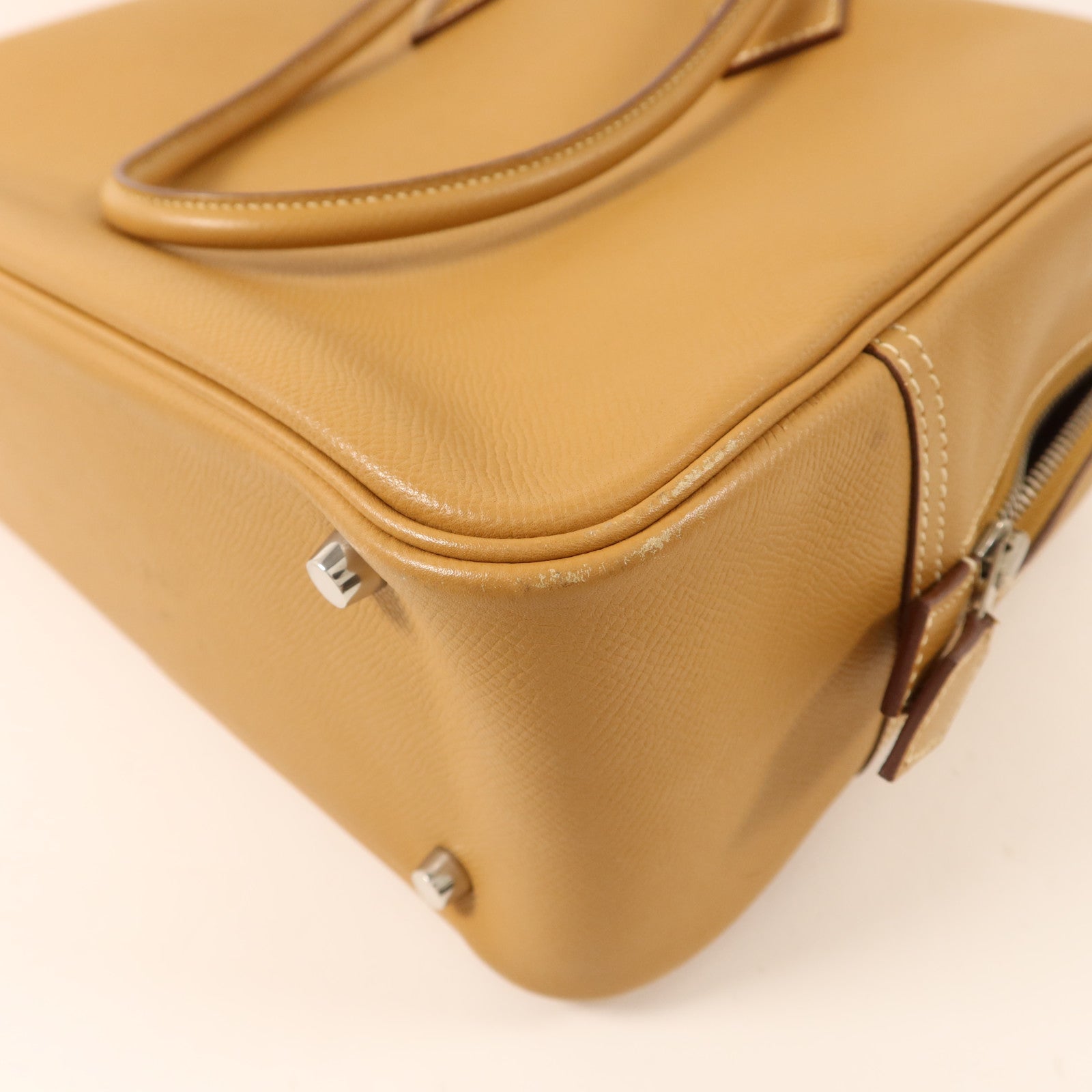 HERMES Epsom皮革Plume 32銀扣手挽袋Gold