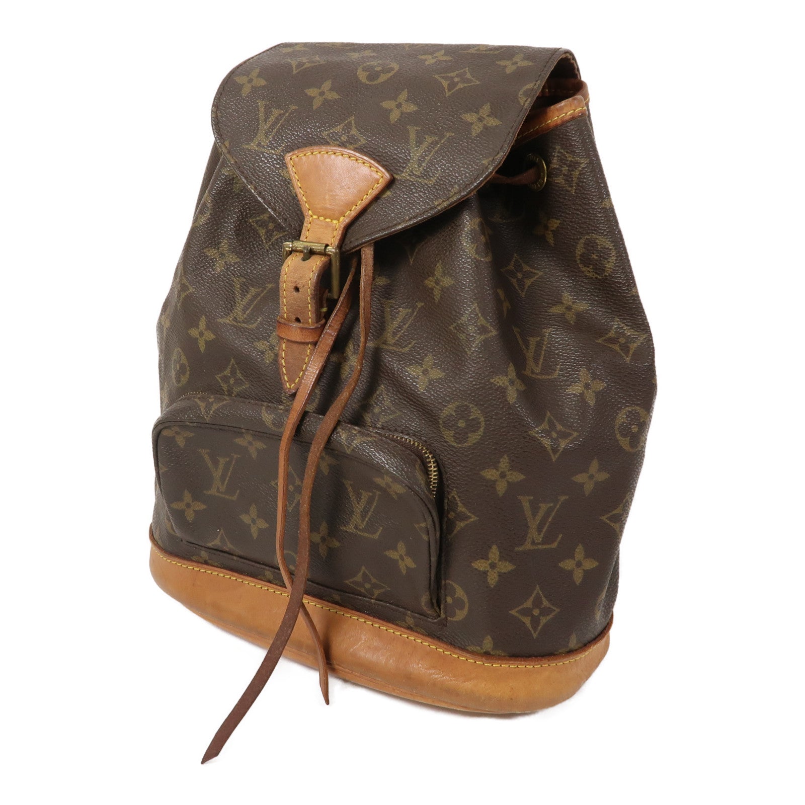 LOUIS VUITTON Monogram Montsouris MM金扣背包啡色