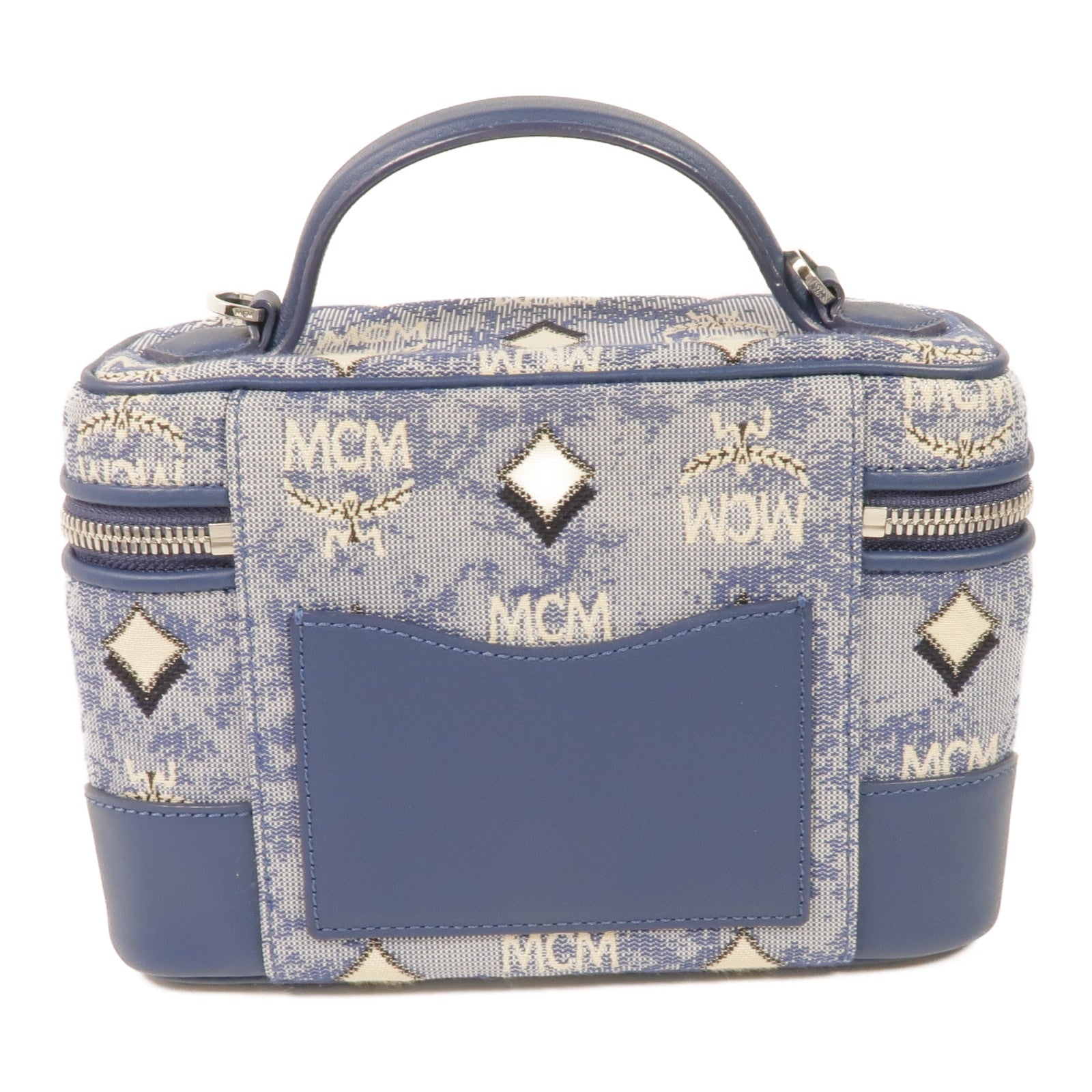 MCM 帆布Vanity Case銀扣手挽肩背兩用袋