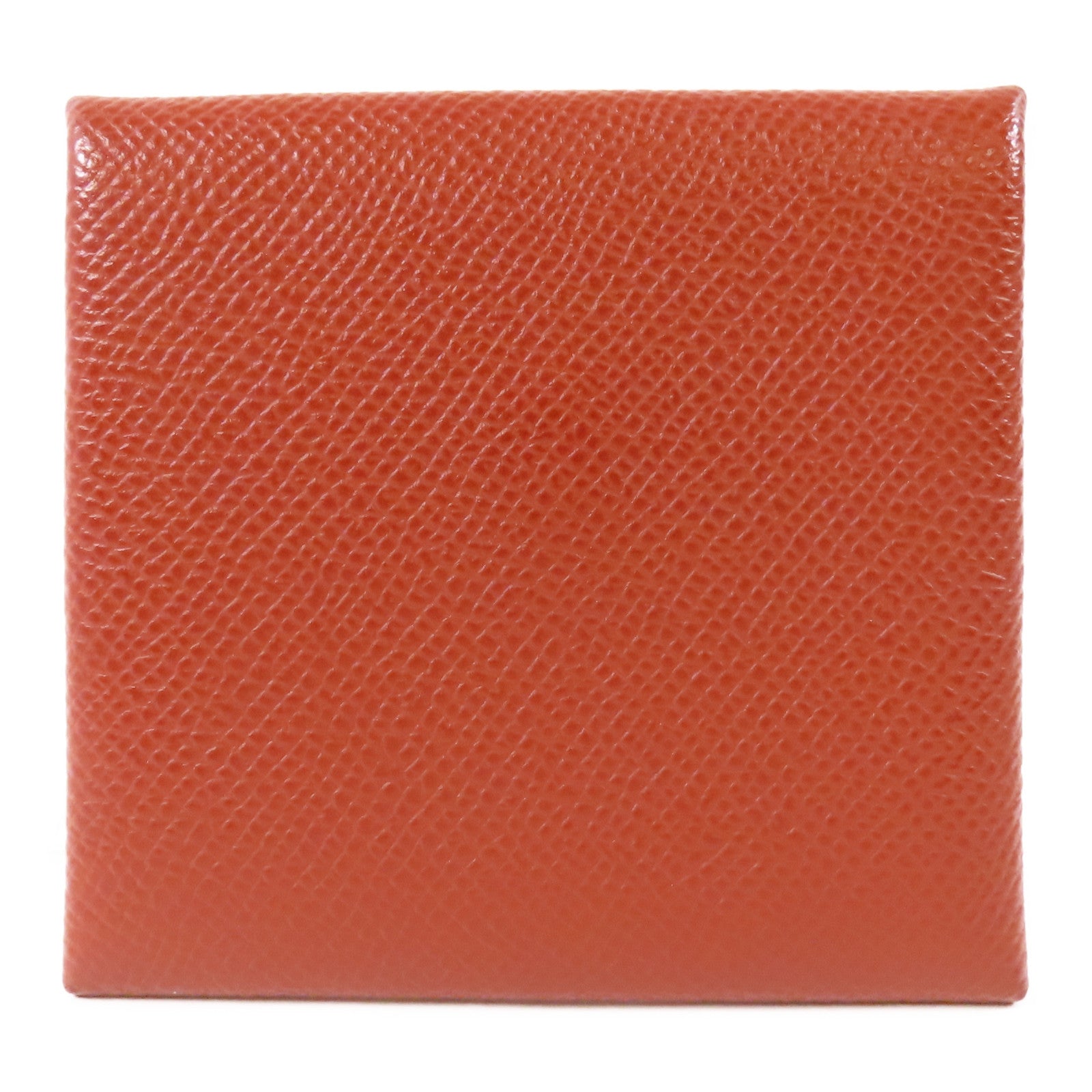 HERMES Epsom皮革Bastia銀扣零錢包Rouge H