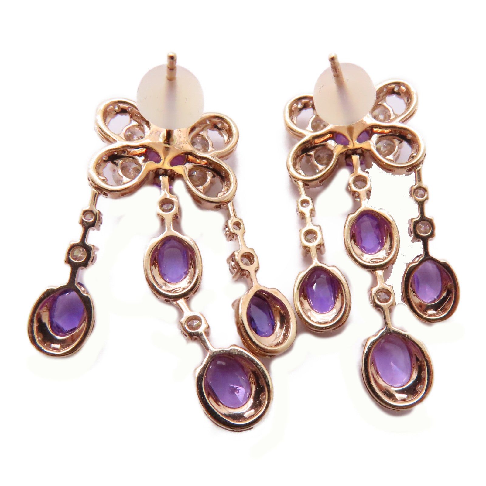 JEWELRY 【激減優惠】18K玫瑰金Pink Sapphire Diamond Earrings耳環 4.60ct粉紅藍寶石/3.40ct鑽石耳環紫色