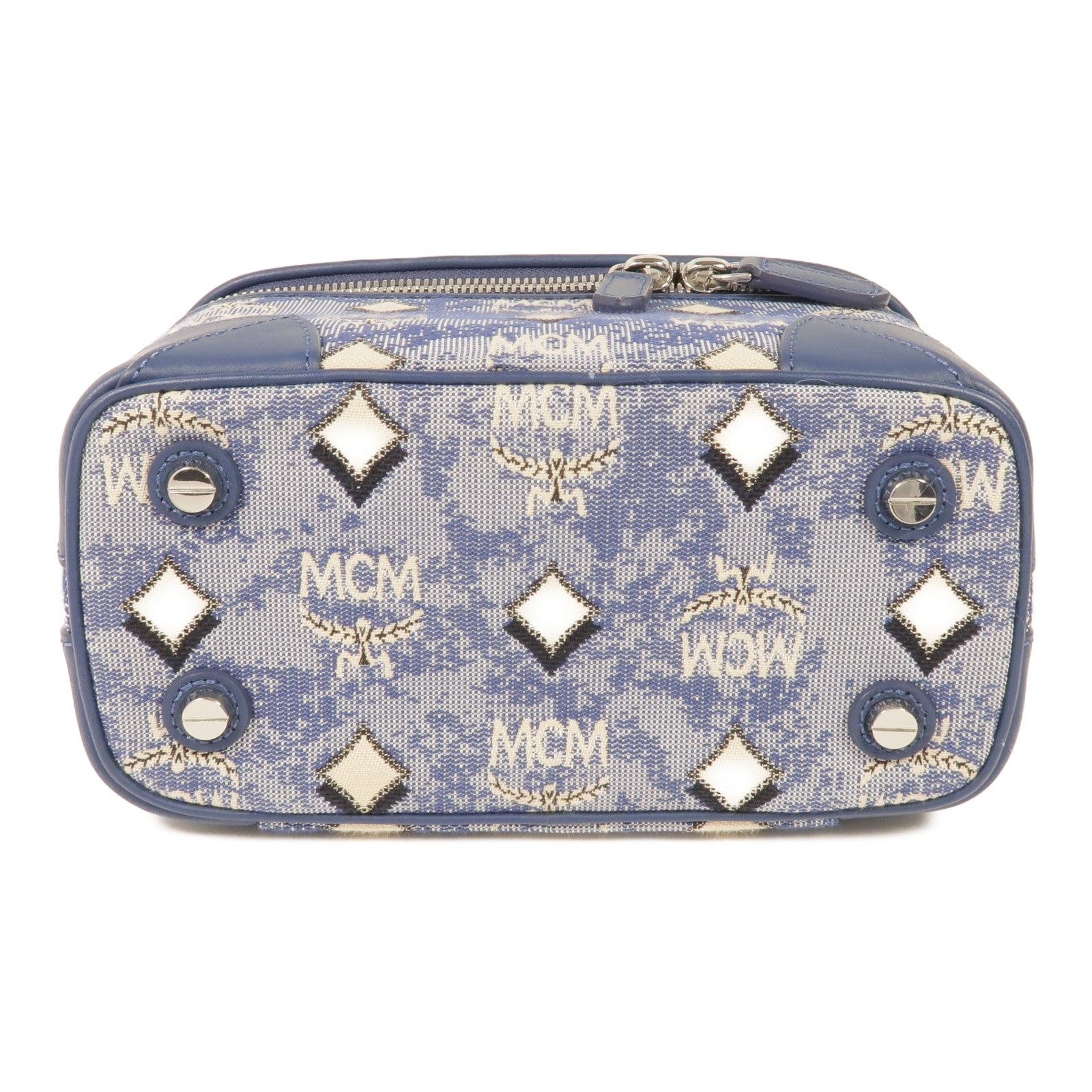 MCM 帆布Vanity Case銀扣手挽肩背兩用袋