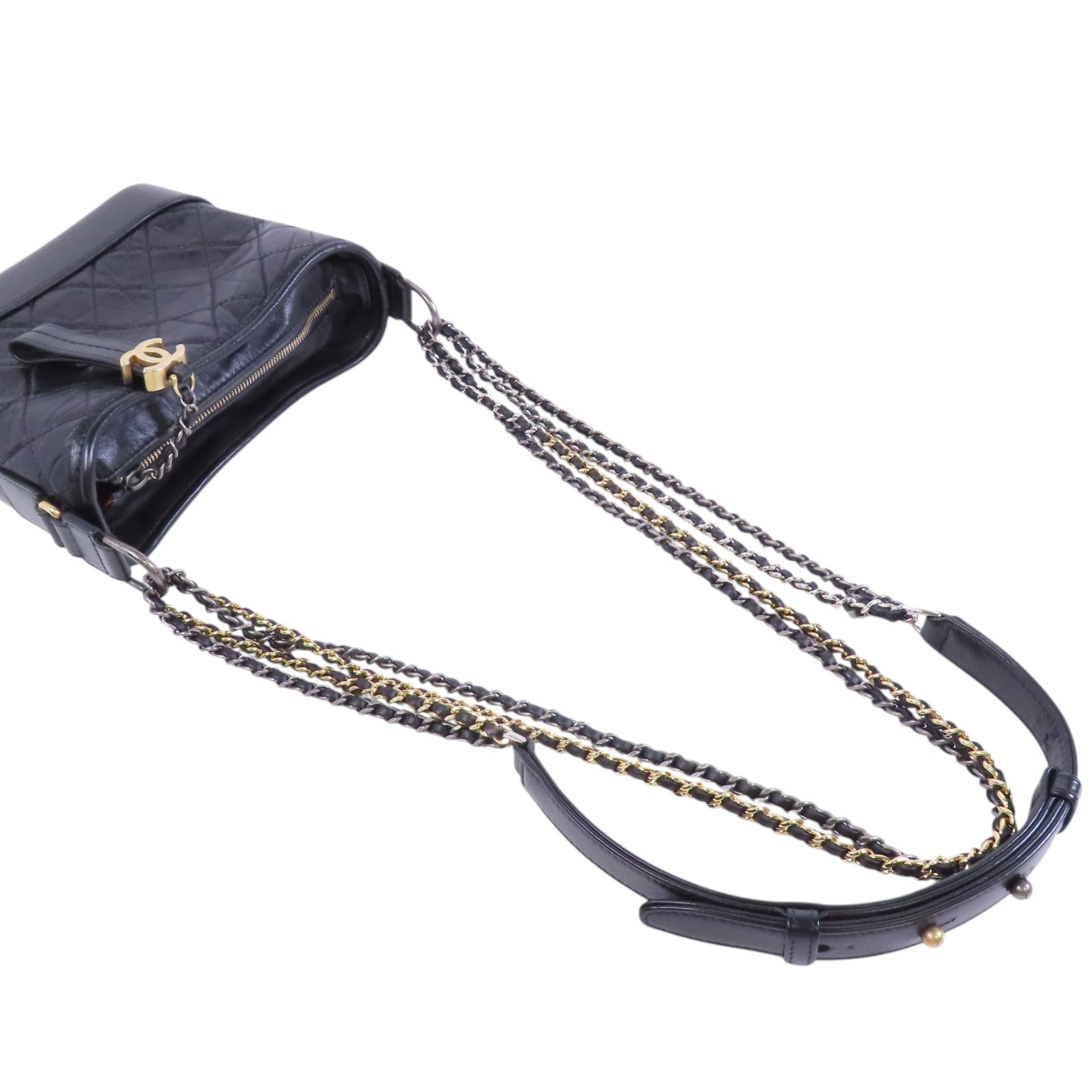 CHANEL 牛皮皮革Gabrielle Small金扣鏈帶肩背袋