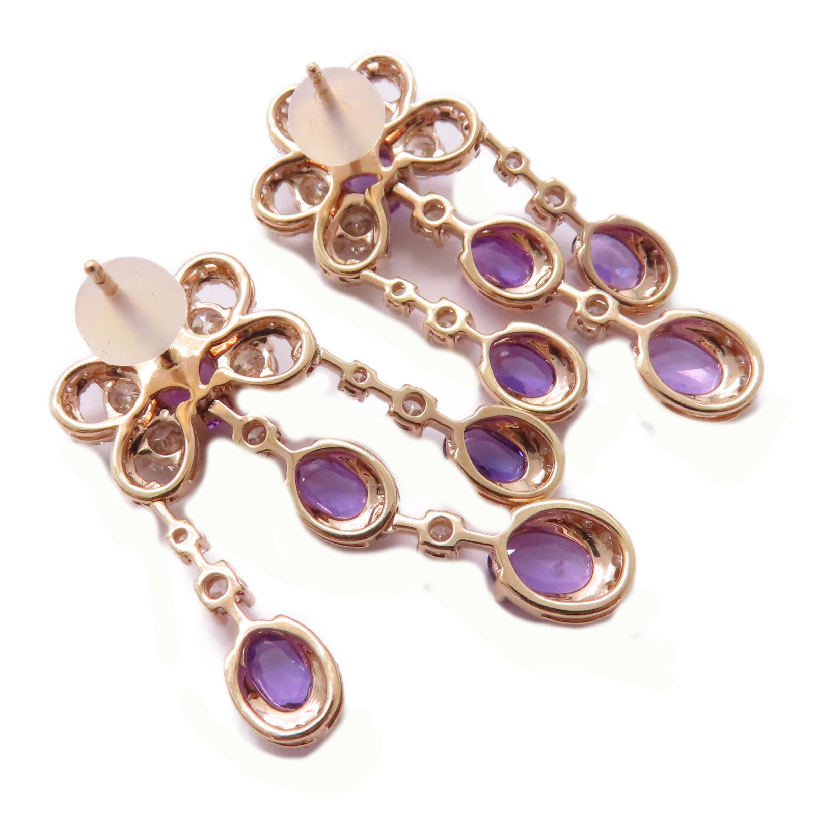 JEWELRY 【激減優惠】18K玫瑰金Pink Sapphire Diamond Earrings耳環 4.60ct粉紅藍寶石/3.40ct鑽石耳環紫色