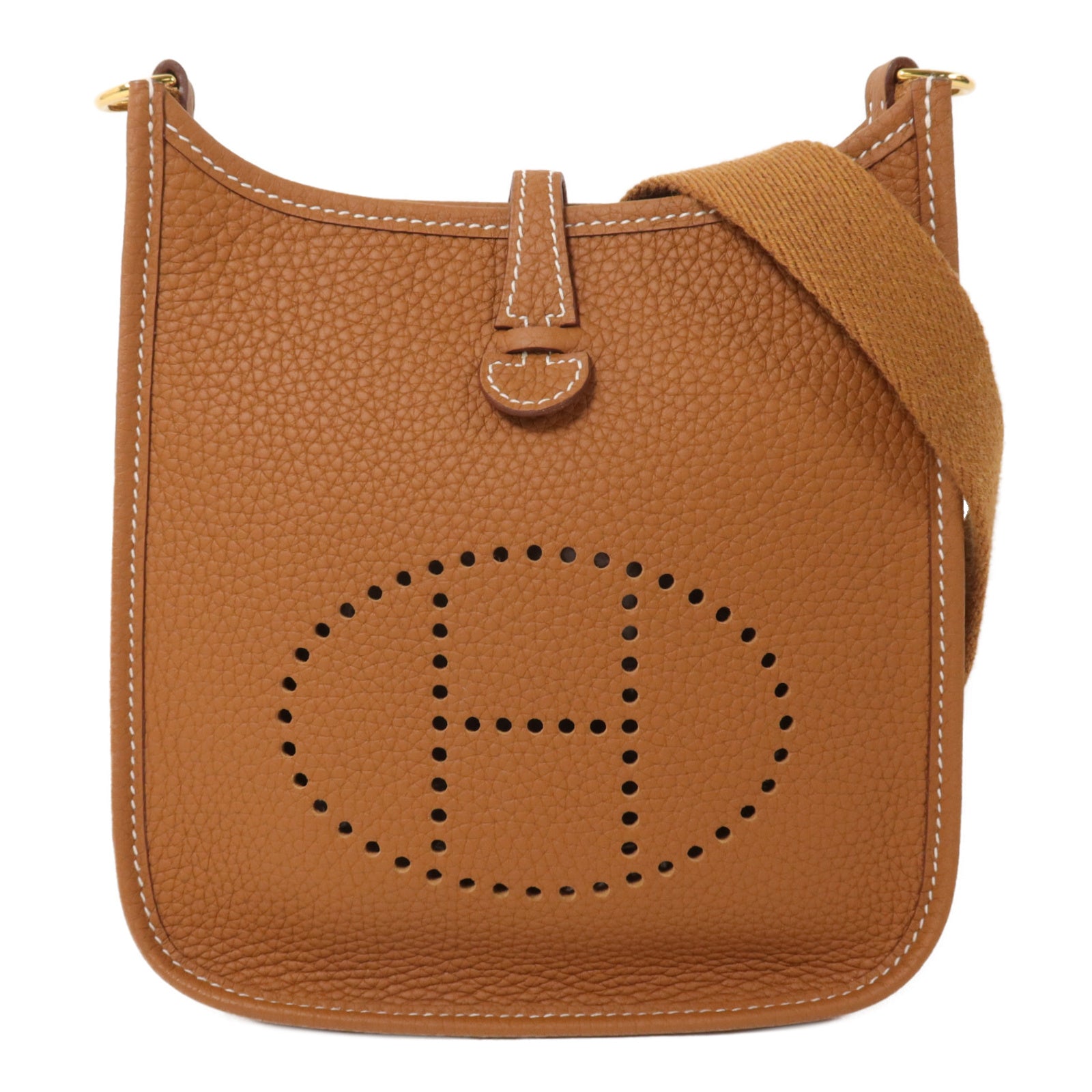 HERMES Clemence皮革Evelyne TPM肩背袋Gold