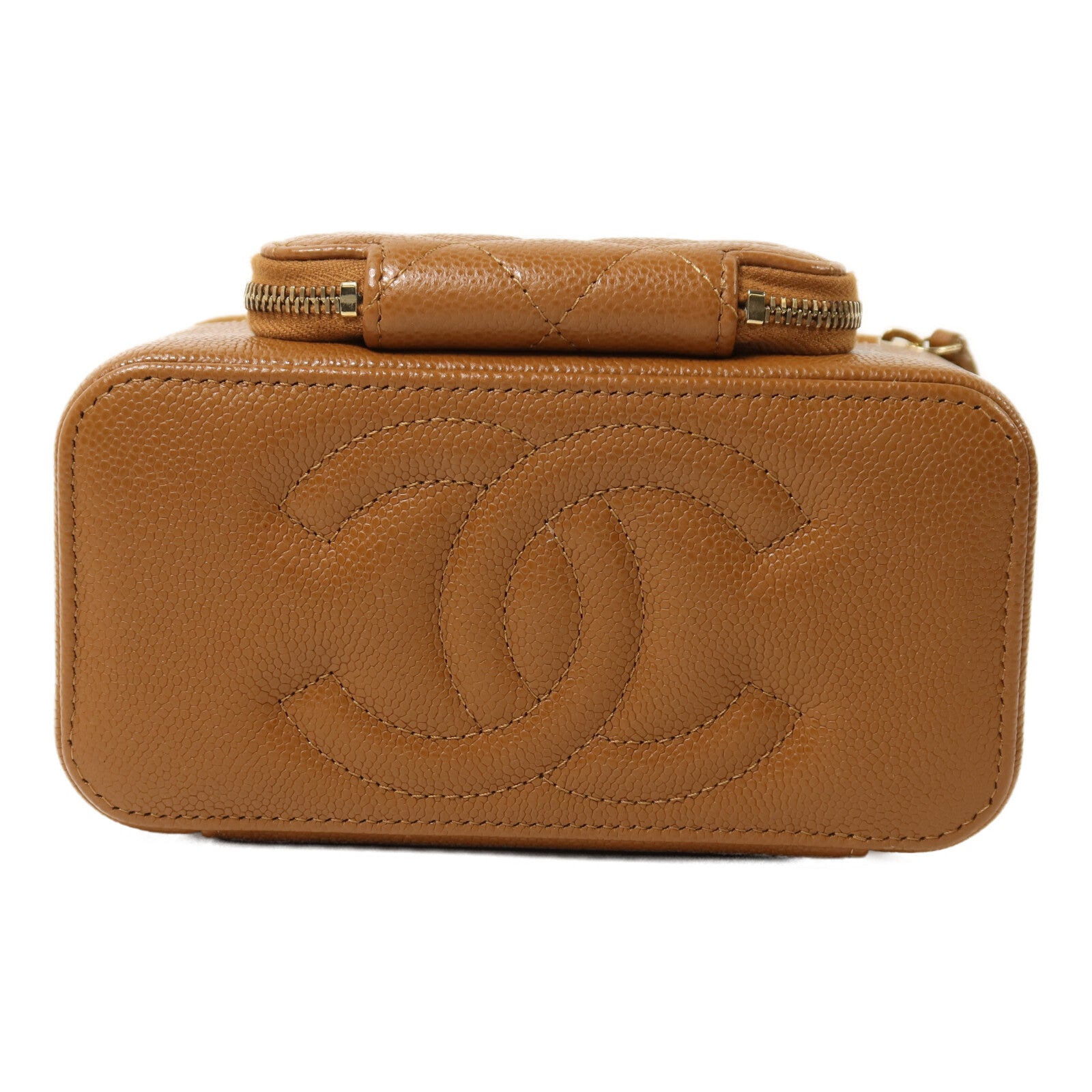 CHANEL 牛皮皮革Vanity Case金扣鏈帶手挽肩背兩用袋