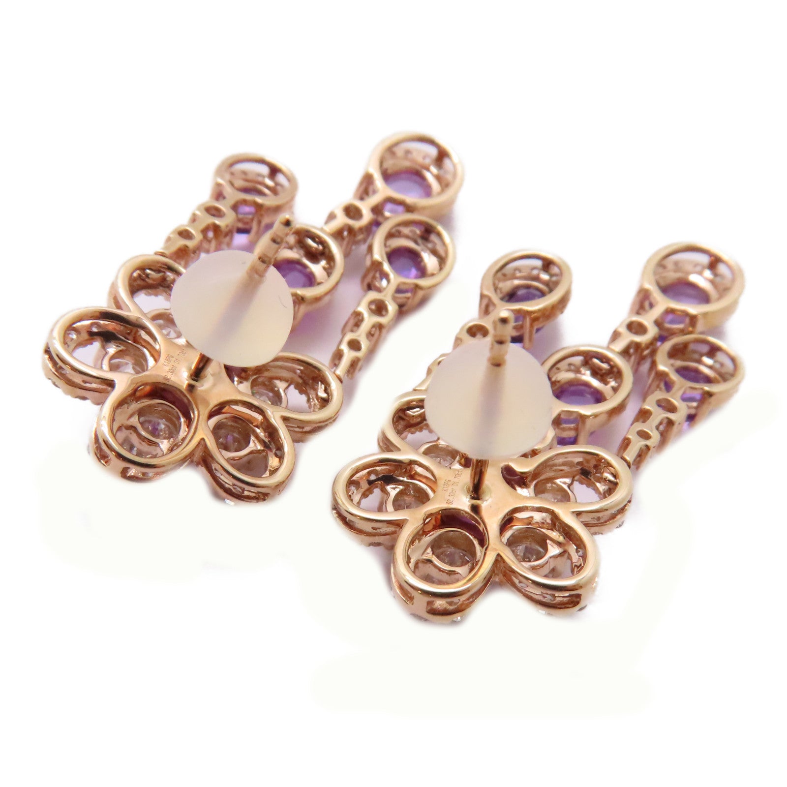JEWELRY 【激減優惠】18K玫瑰金Pink Sapphire Diamond Earrings耳環 4.60ct粉紅藍寶石/3.40ct鑽石耳環紫色