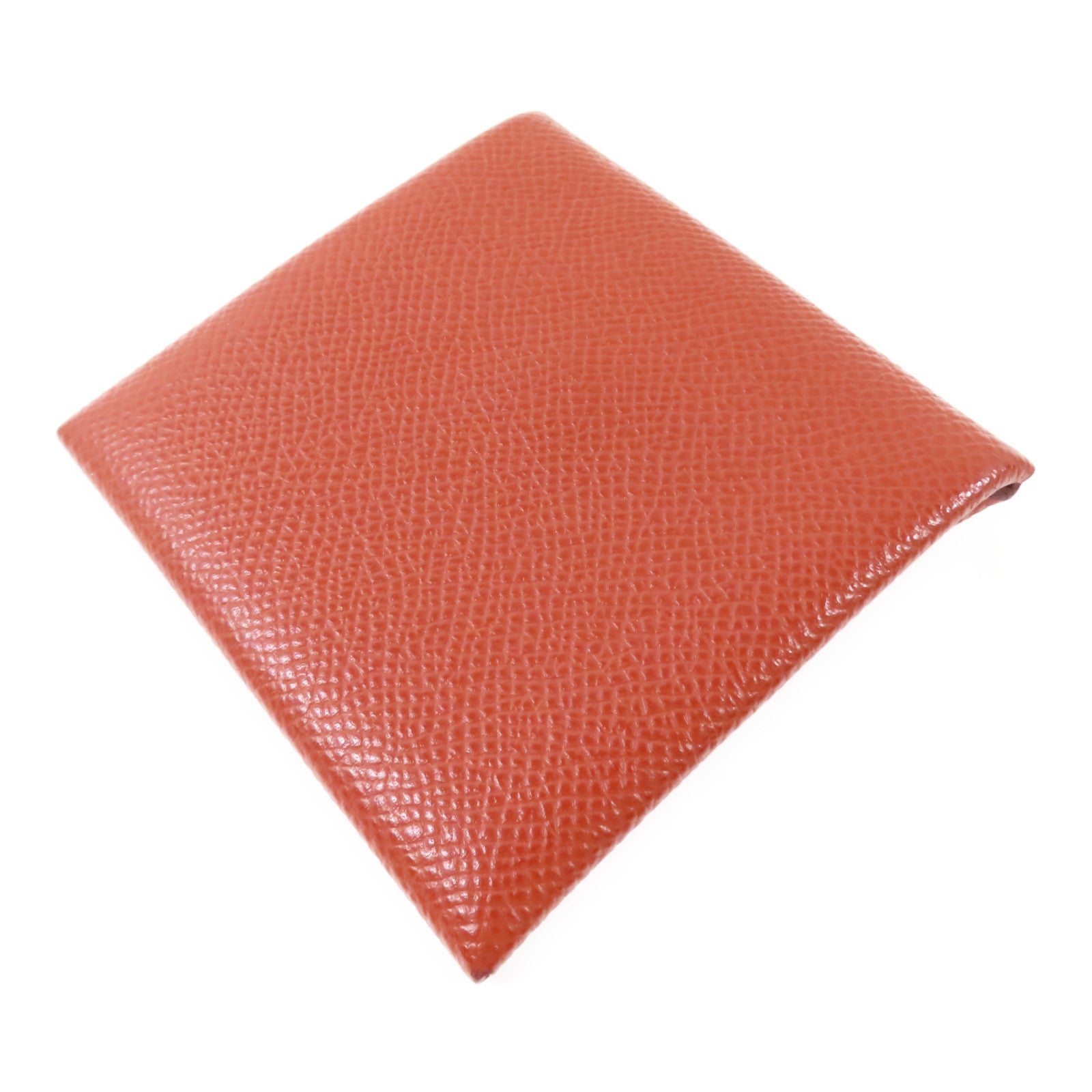 HERMES Epsom皮革Bastia銀扣零錢包Rouge H