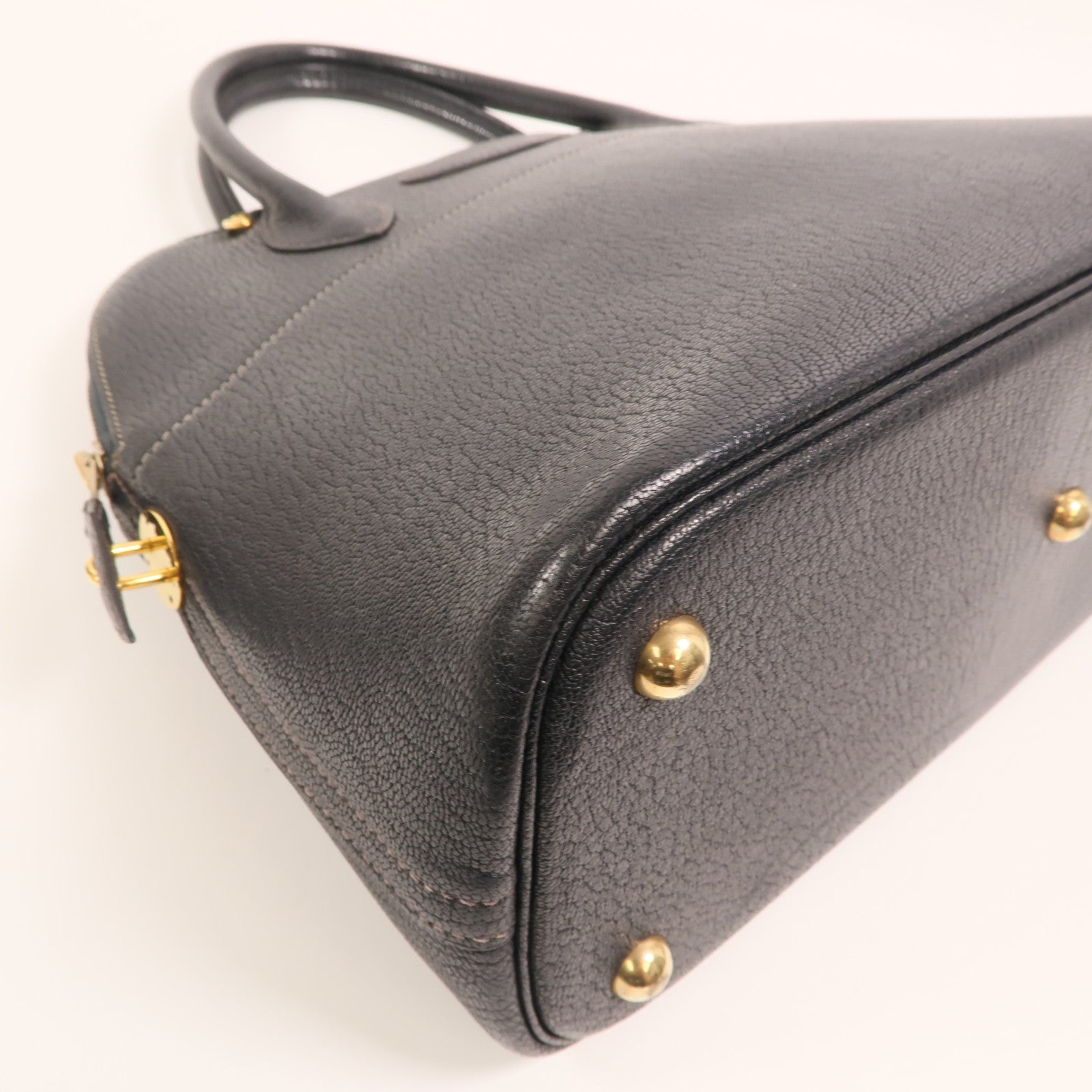 HERMES Chevre皮革Bolide 31金扣手挽肩背兩用袋Blue Marine