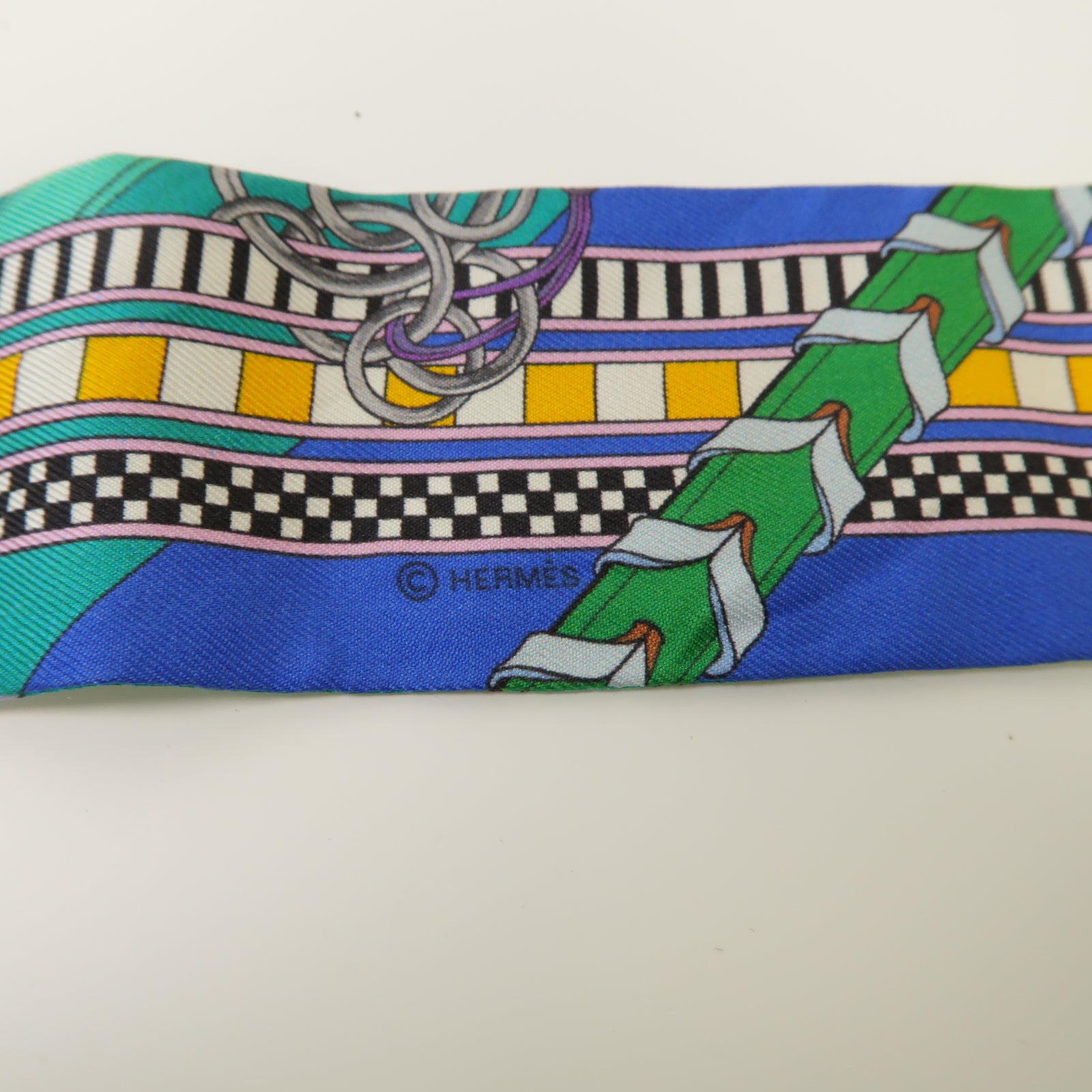 HERMES 【激減優惠】絲質Twilly絲巾綠色/紫色/多色