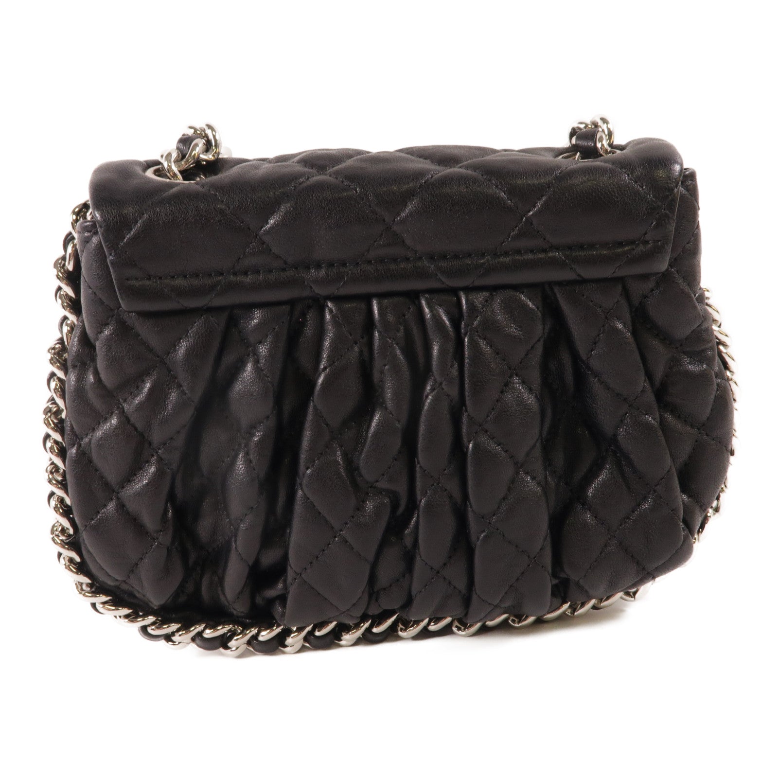 CHANEL 牛皮皮革Shoulder Bag銀扣鏈帶肩背袋