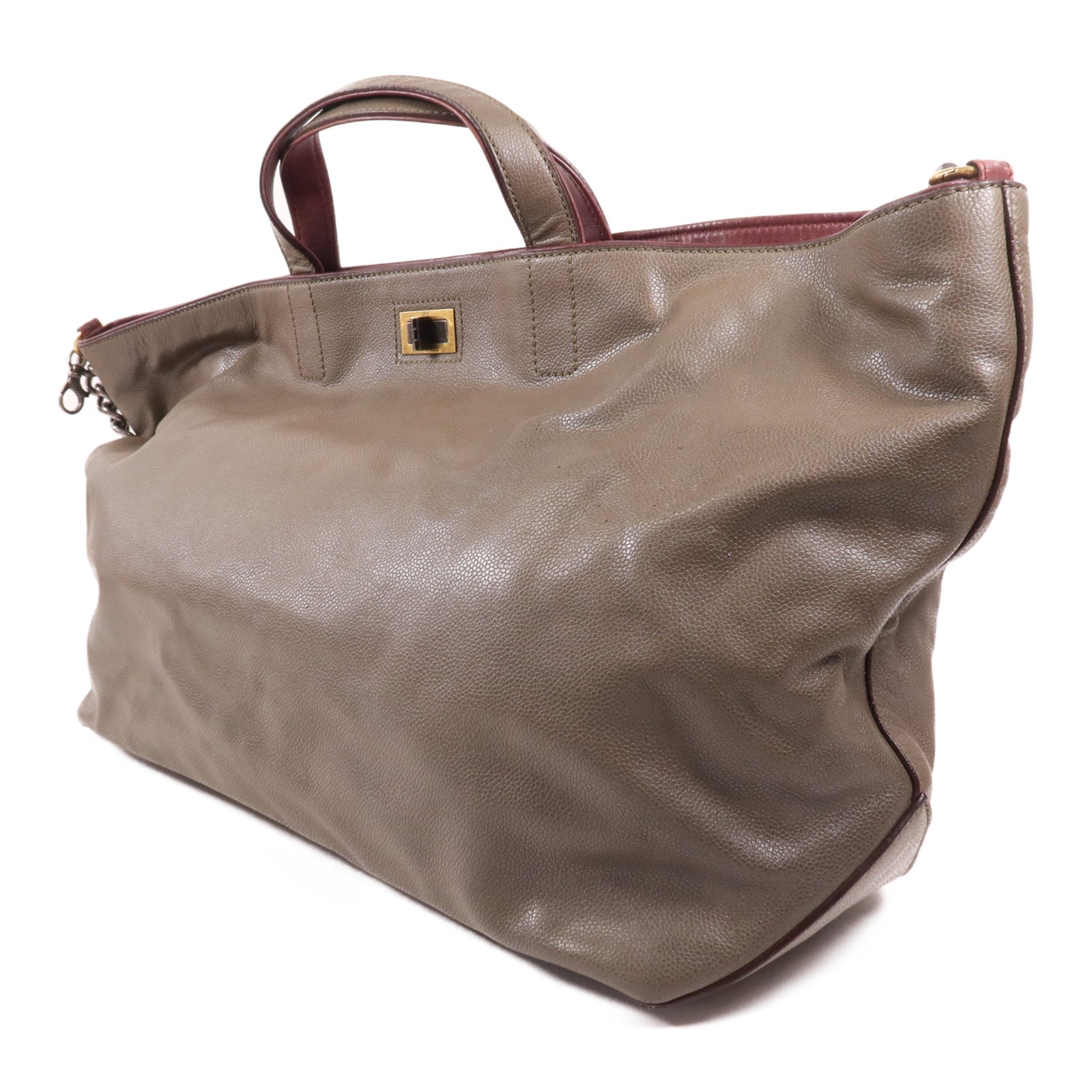 CHANEL 牛皮皮革2 Way Shoulder Bag金扣手挽肩背兩用袋