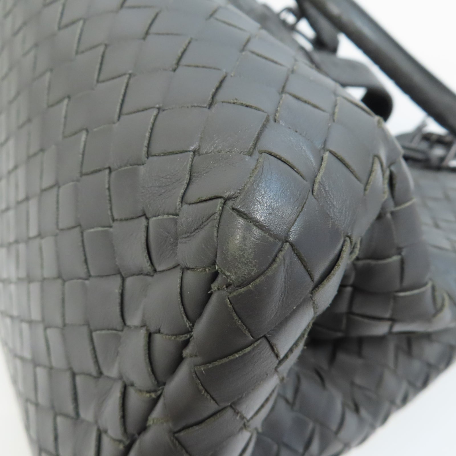 BOTTEGA VENETA 牛皮皮革Hand Bag銀扣手挽袋灰色