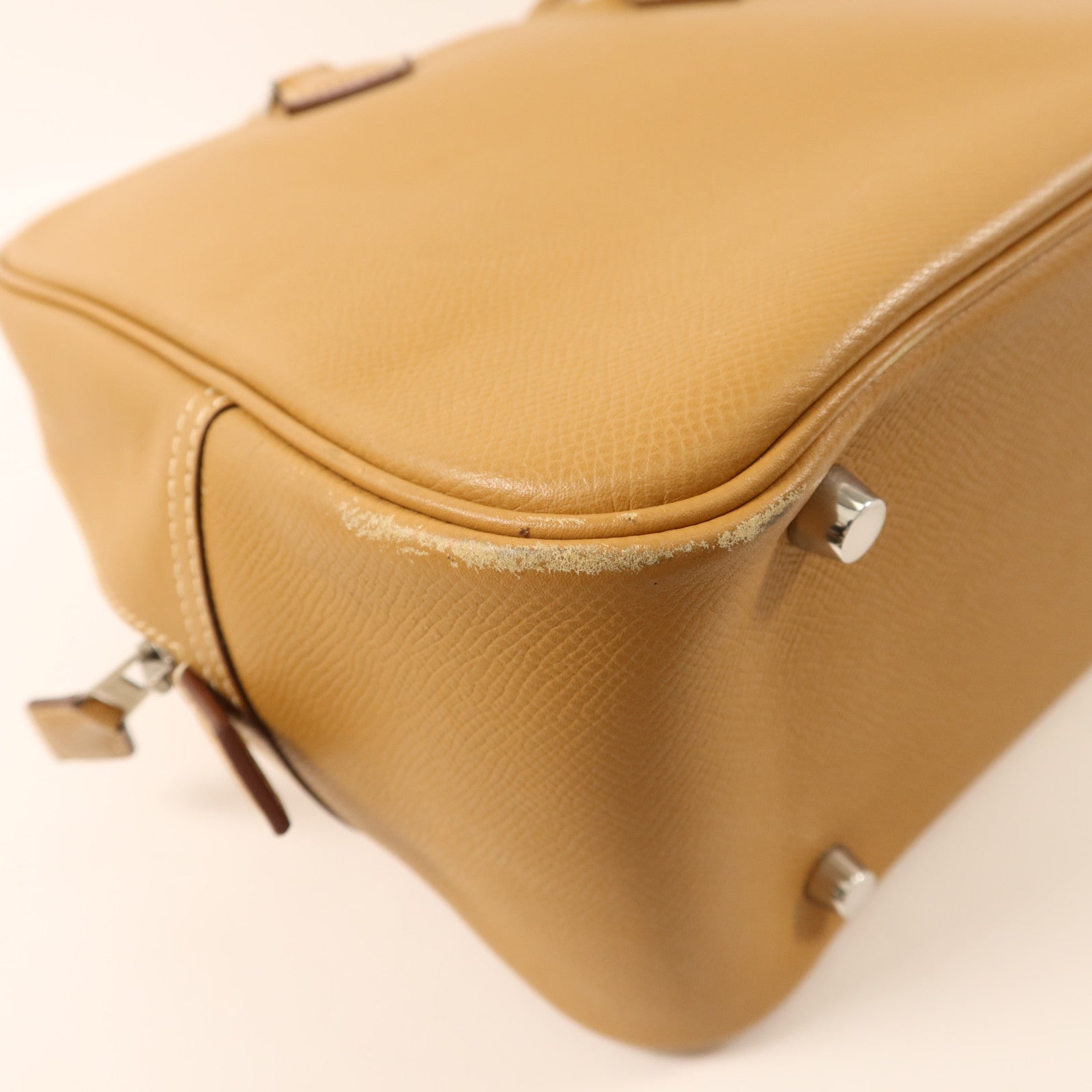 HERMES Epsom皮革Plume 32銀扣手挽袋Gold