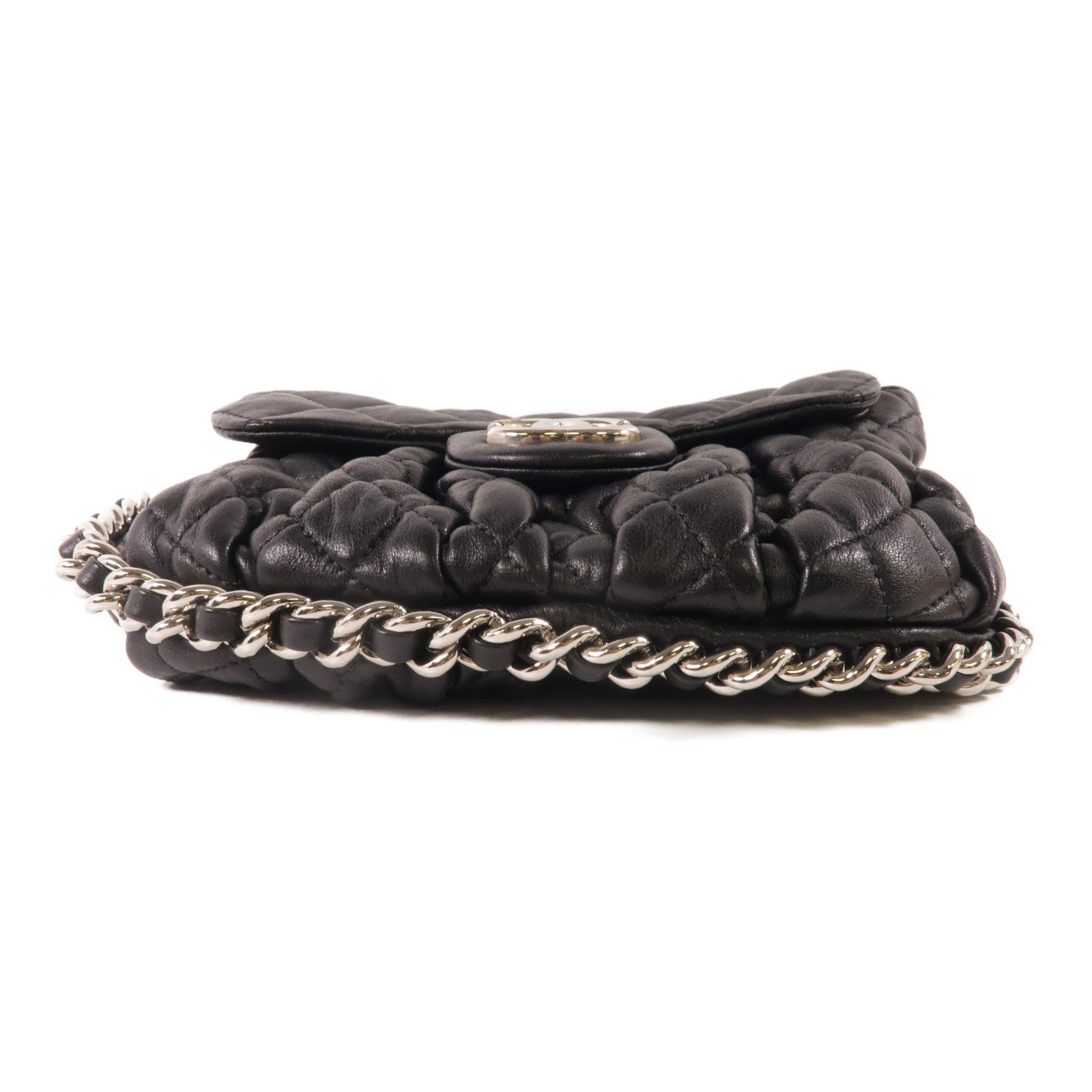CHANEL 牛皮皮革Shoulder Bag銀扣鏈帶肩背袋