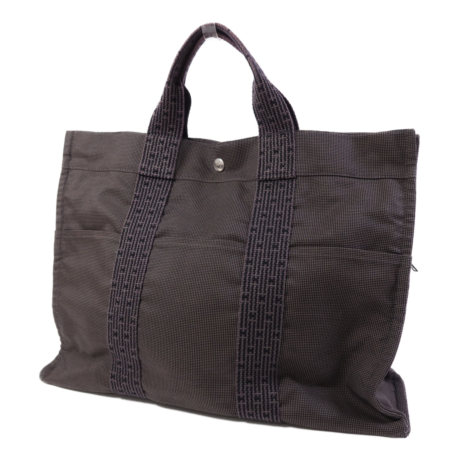 HERMES 帆布Herline GM銀扣手挽袋