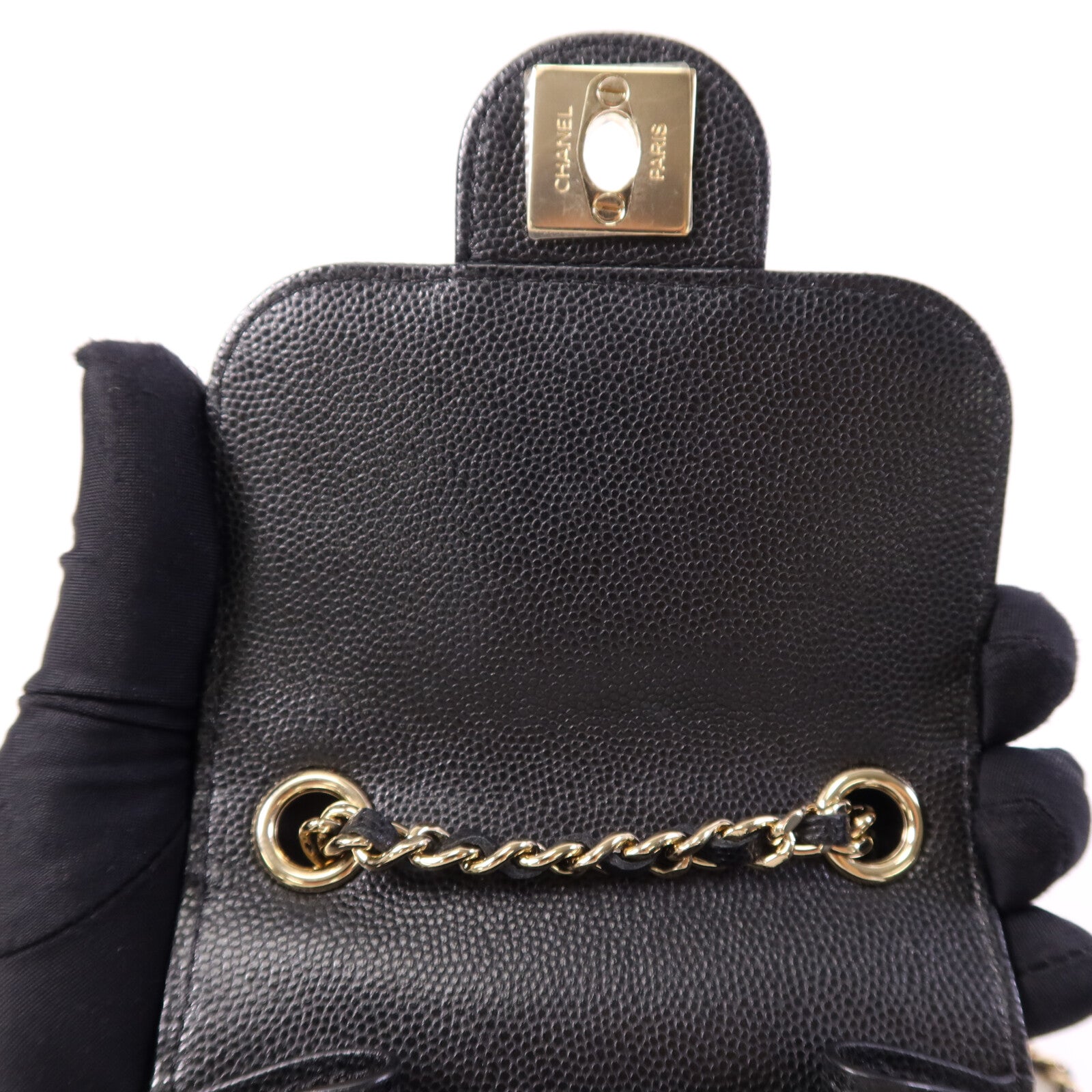CHANEL 牛皮皮革Phone Bag金扣鏈帶肩背袋