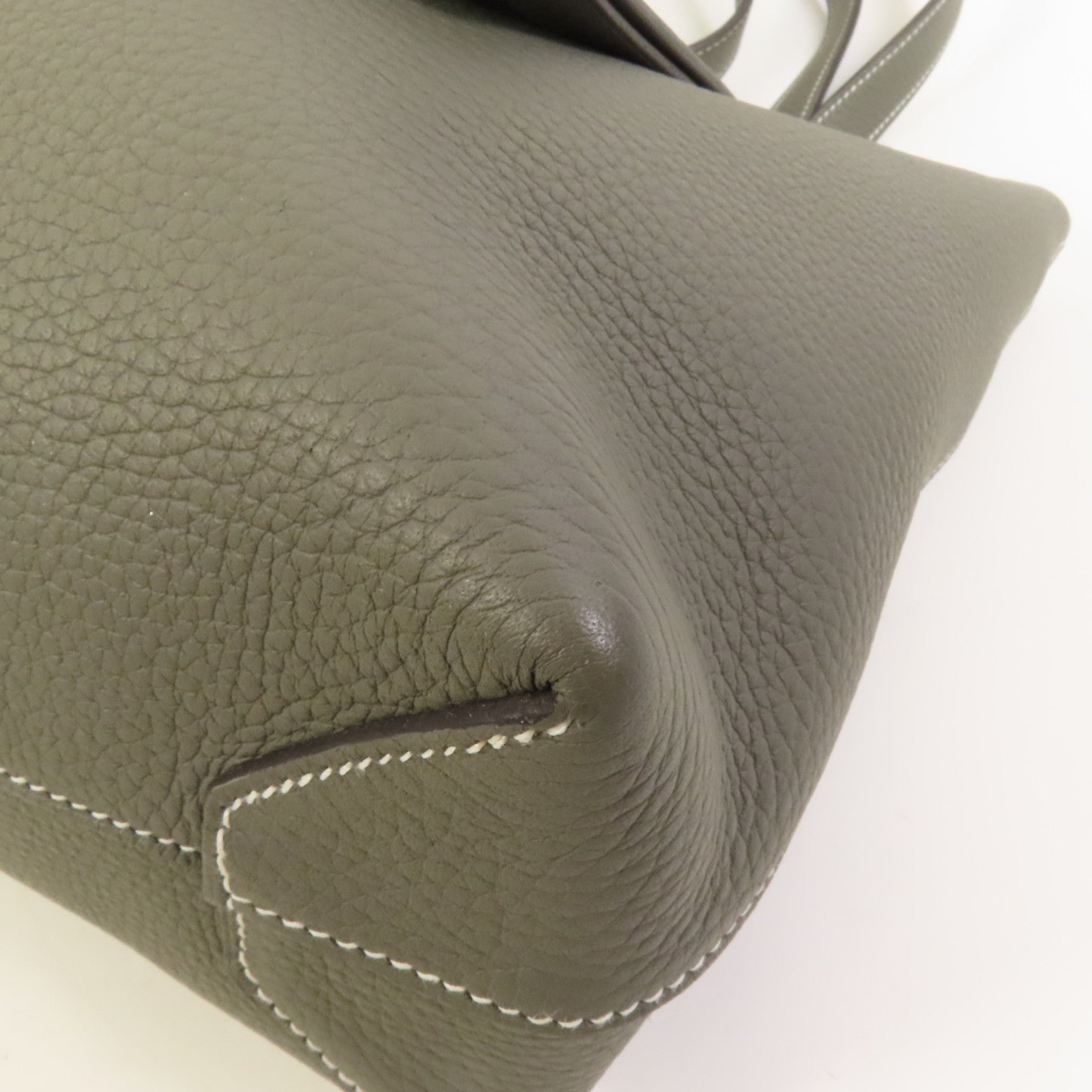 HERMES Clemence皮革Cabasellier 31手挽袋Gris Meyer