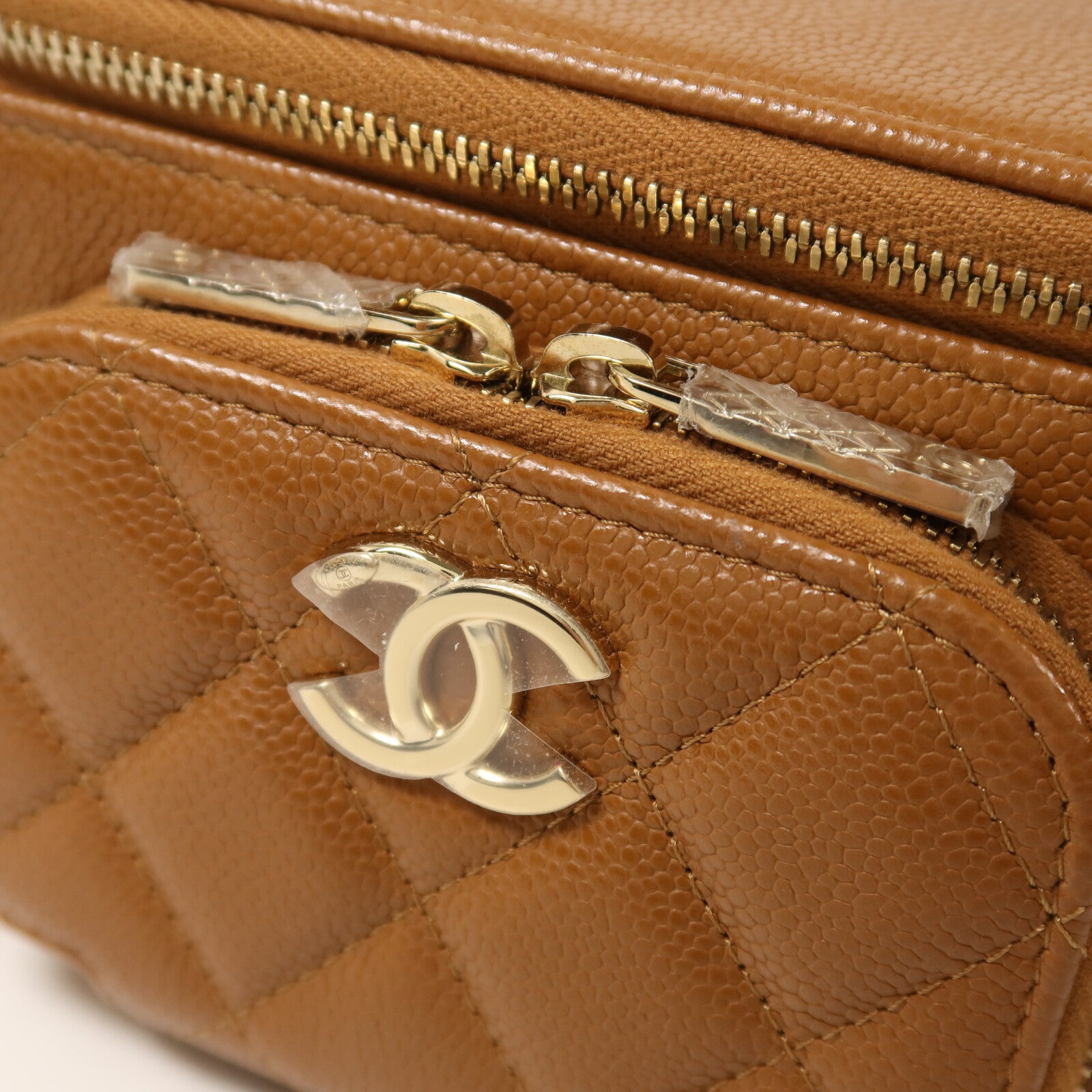 CHANEL 牛皮皮革Vanity Case金扣鏈帶手挽肩背兩用袋