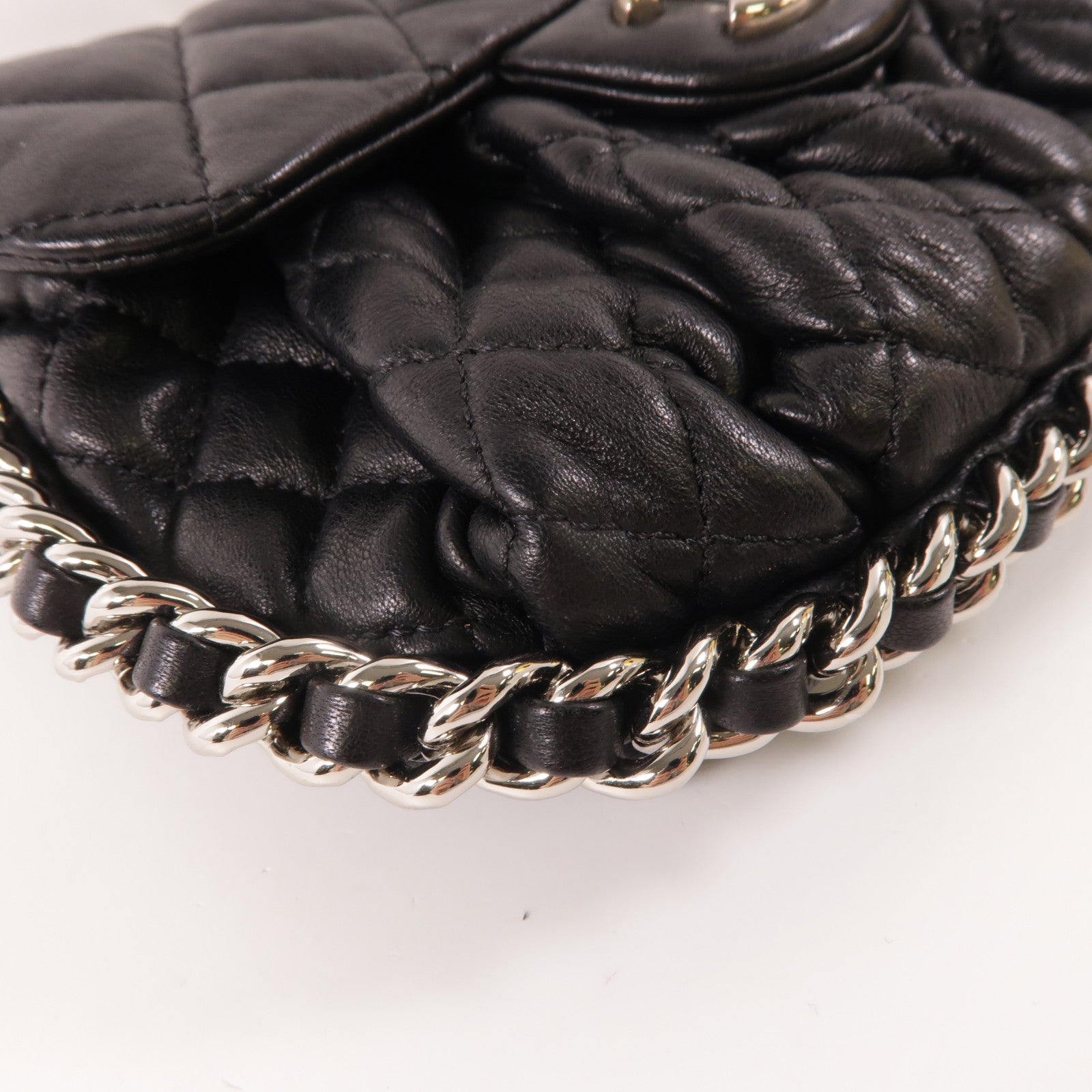 CHANEL 牛皮皮革Shoulder Bag銀扣鏈帶肩背袋