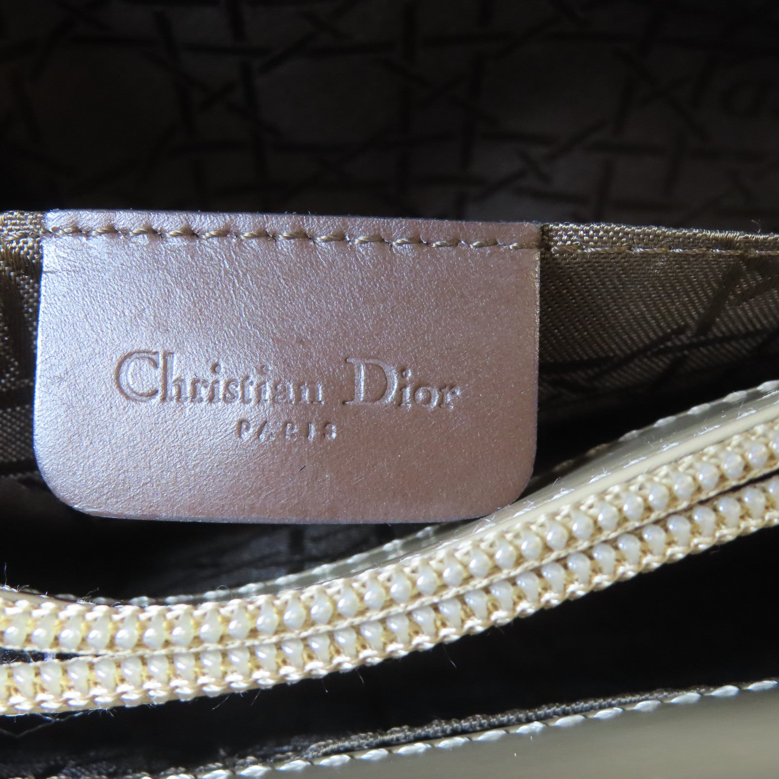 Dior 尼龍Hand Bag銀扣手挽袋卡其色