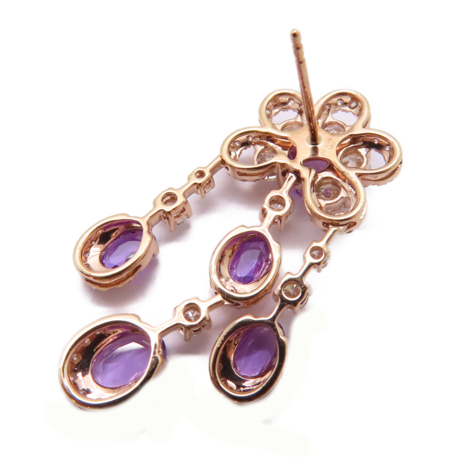 JEWELRY 【激減優惠】18K玫瑰金Pink Sapphire Diamond Earrings耳環 4.60ct粉紅藍寶石/3.40ct鑽石耳環紫色