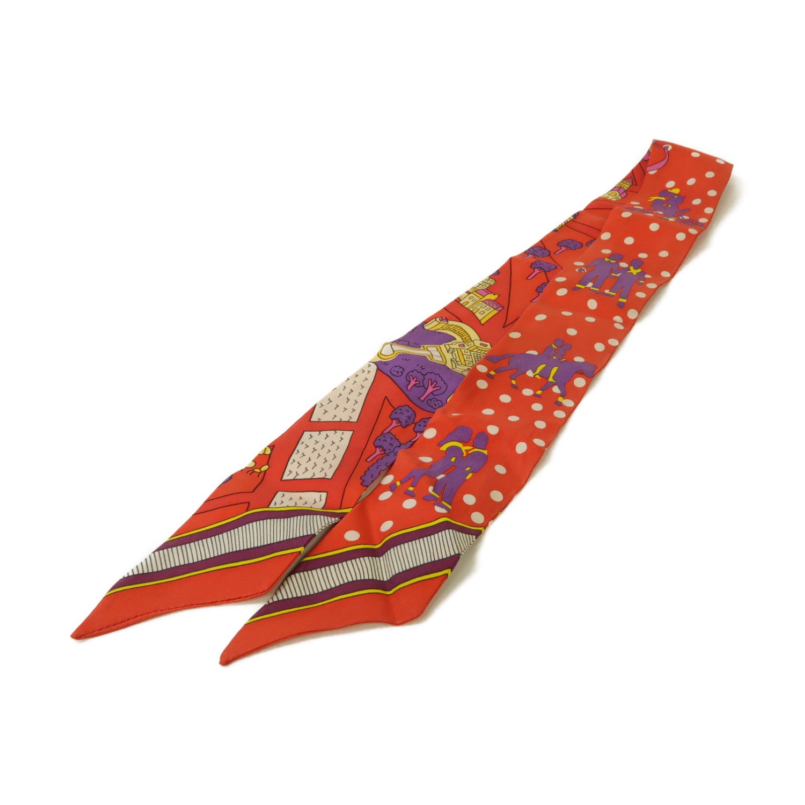 HERMES 【激減優惠】絲質Twilly絲巾紅色