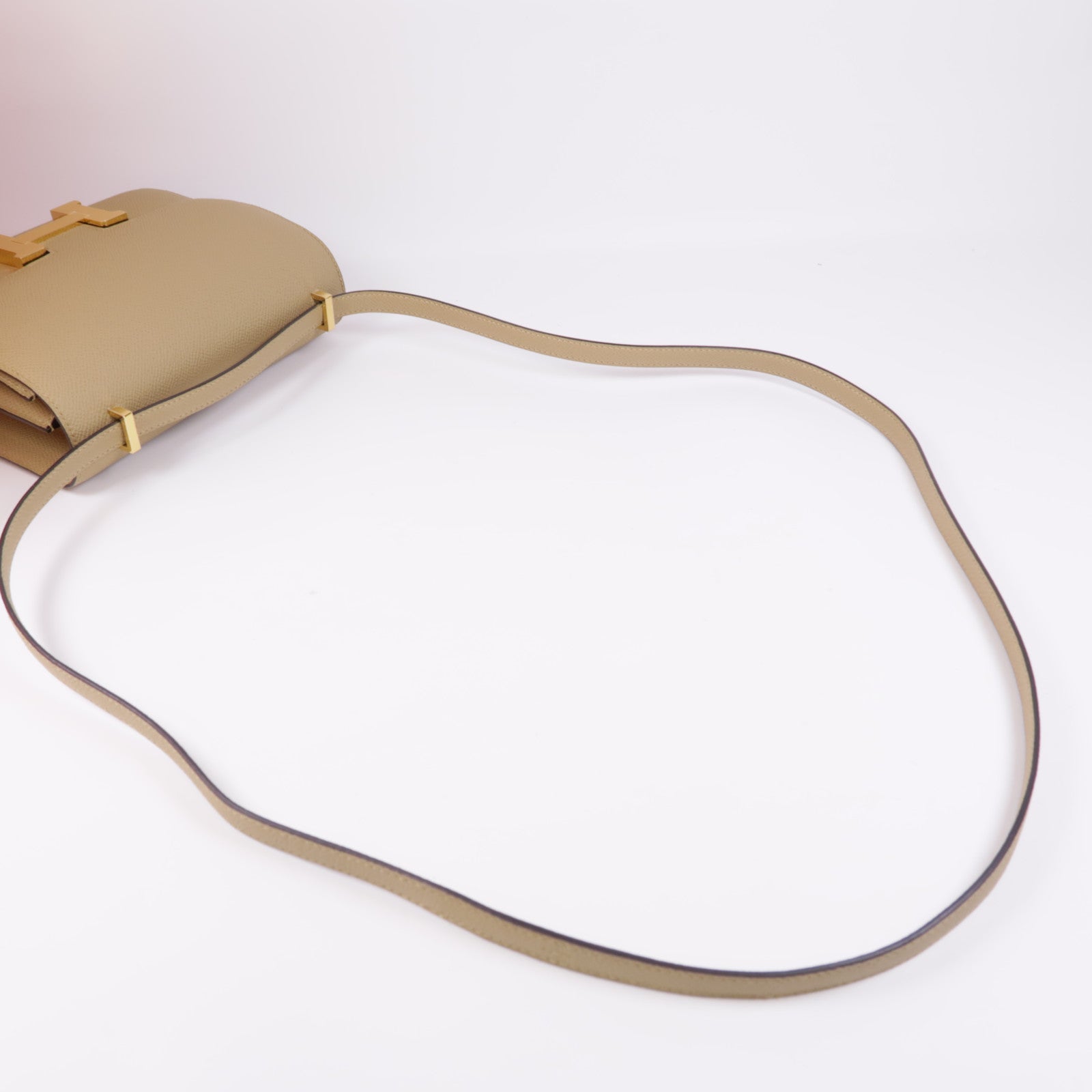 HERMES Epsom皮革Constance Mini金扣手挽肩背兩用袋Poussiere