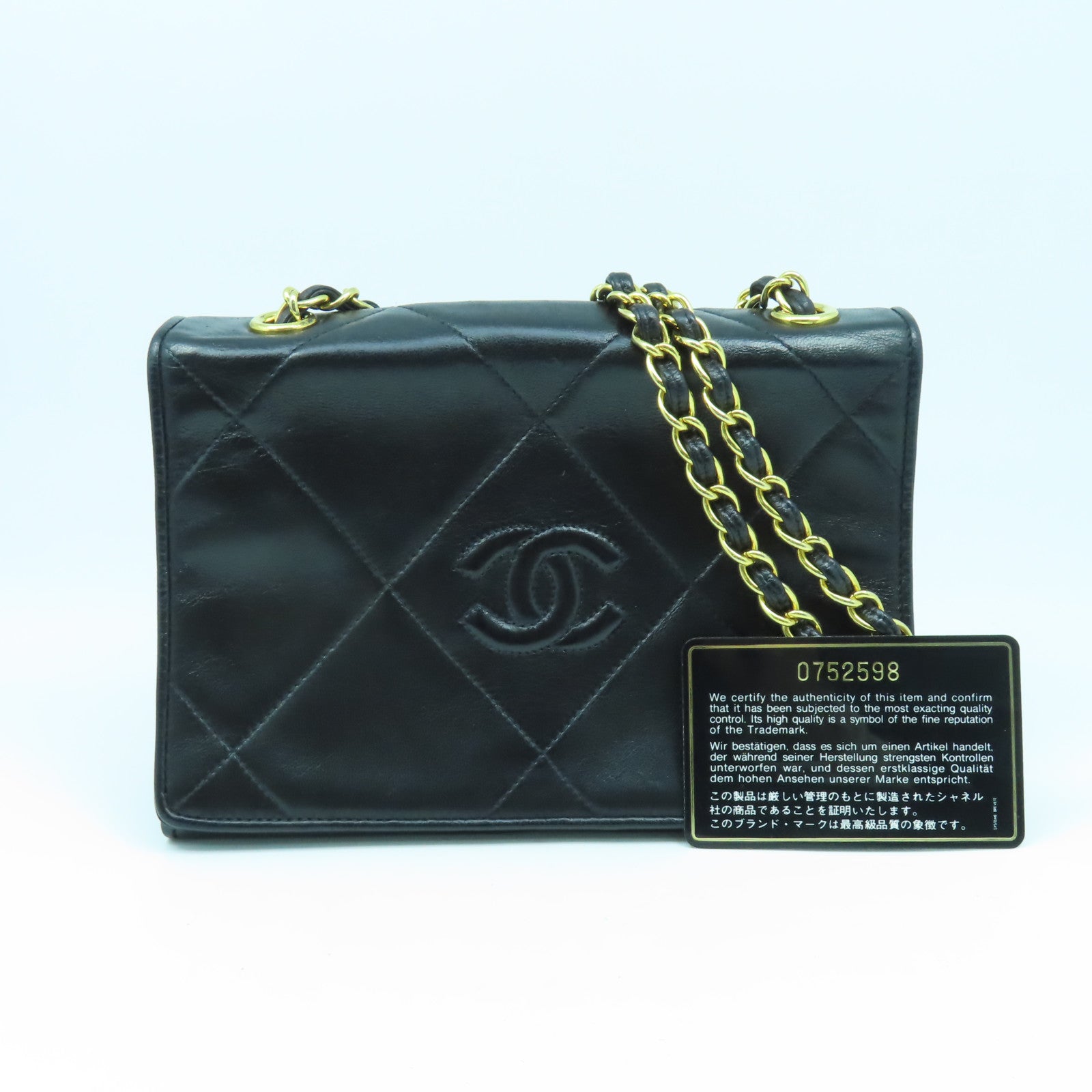 CHANEL 【激減優惠】菱格羊皮皮革Vintage Mini Diamond金扣肩背袋黑色