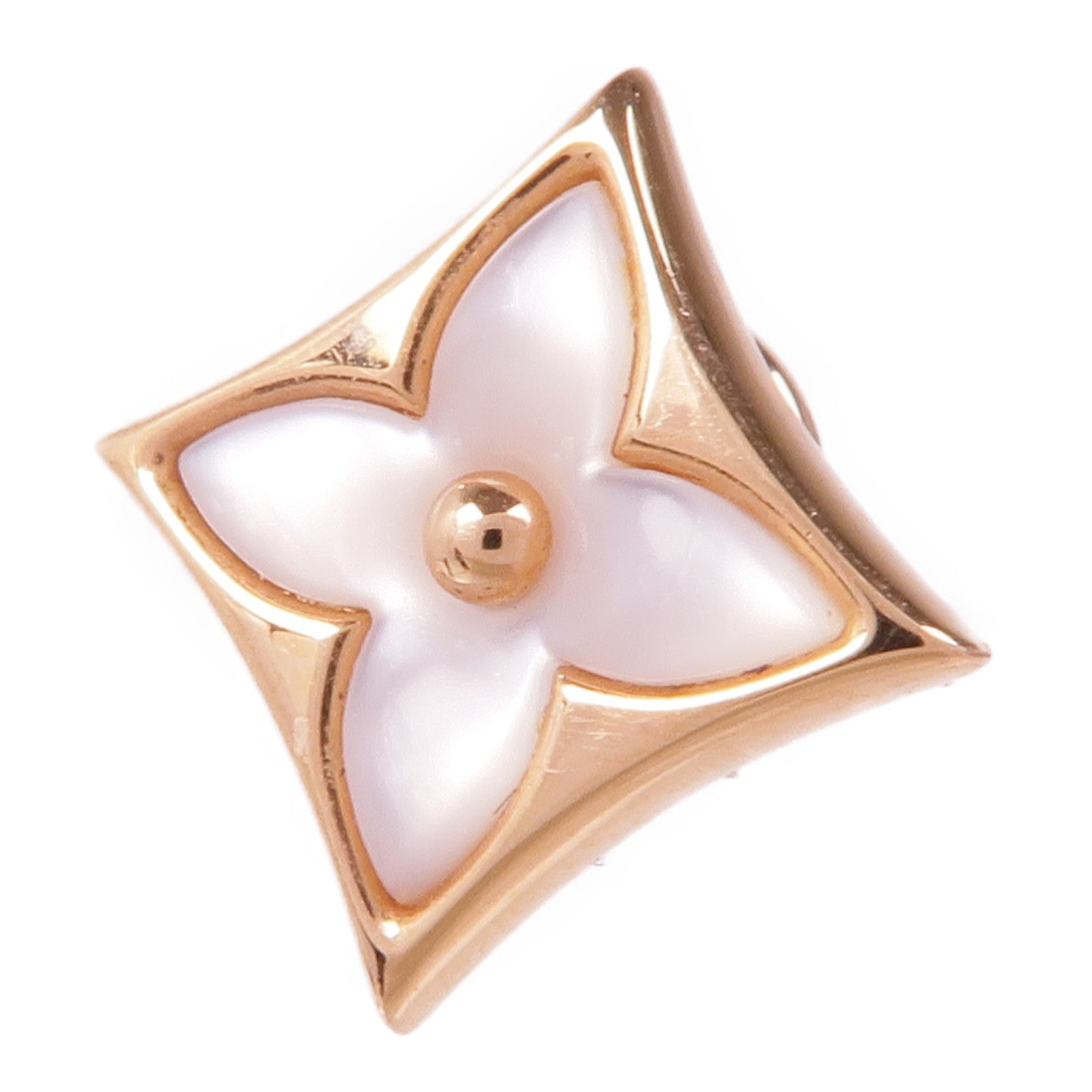 LOUIS VUITTON 18K玫瑰金Color Blossom Star Ear Stud珍珠母貝耳環