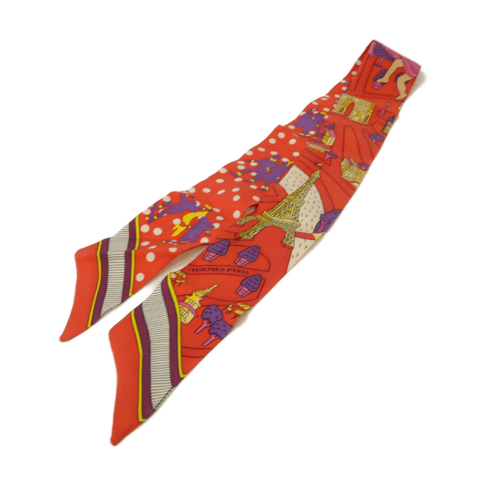 HERMES 【激減優惠】絲質Twilly絲巾紅色