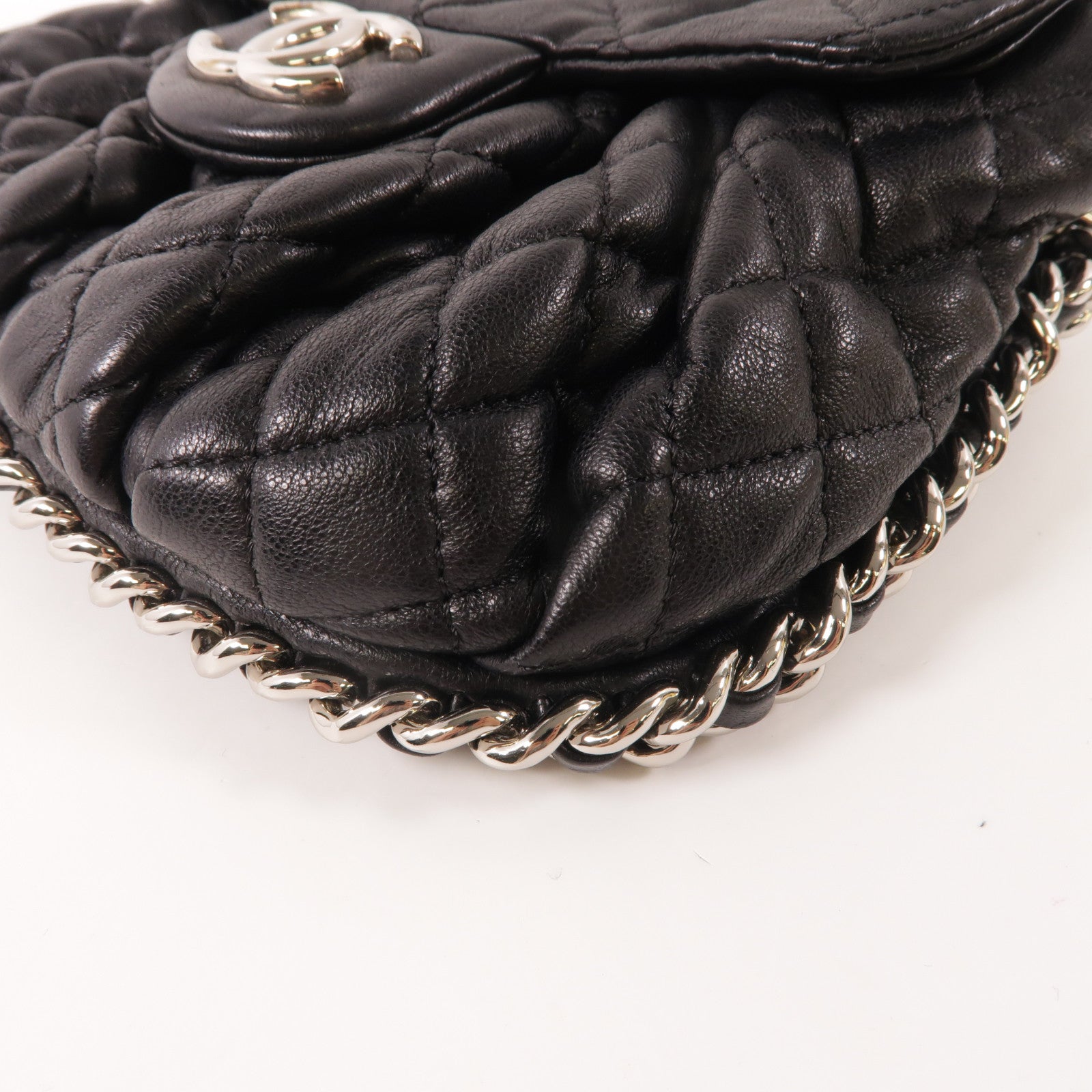 CHANEL 牛皮皮革Shoulder Bag銀扣鏈帶肩背袋