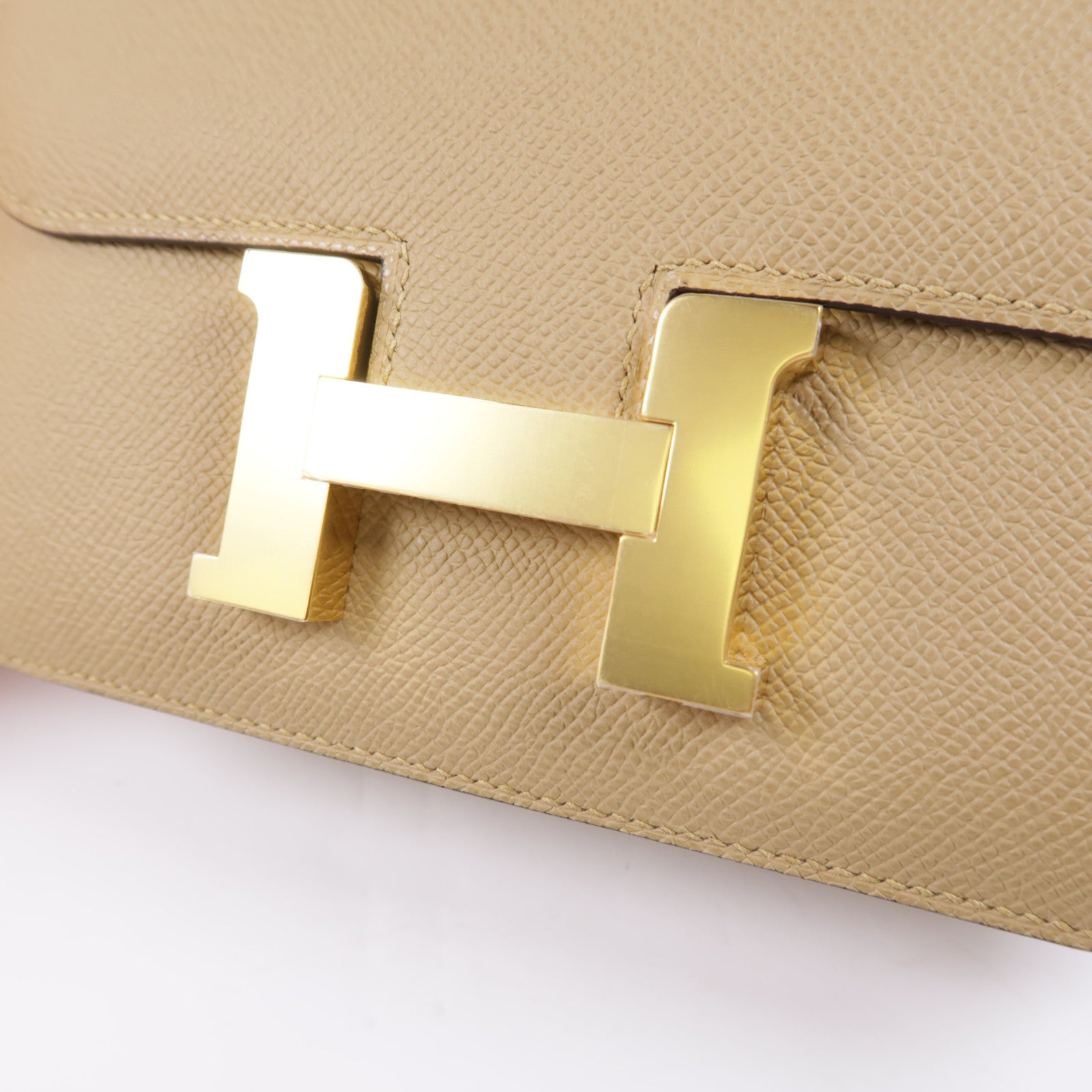 HERMES GHW Constance Mini 2Way Shoulder Hand Bag Veau Epsom Leather 1C Poussiere