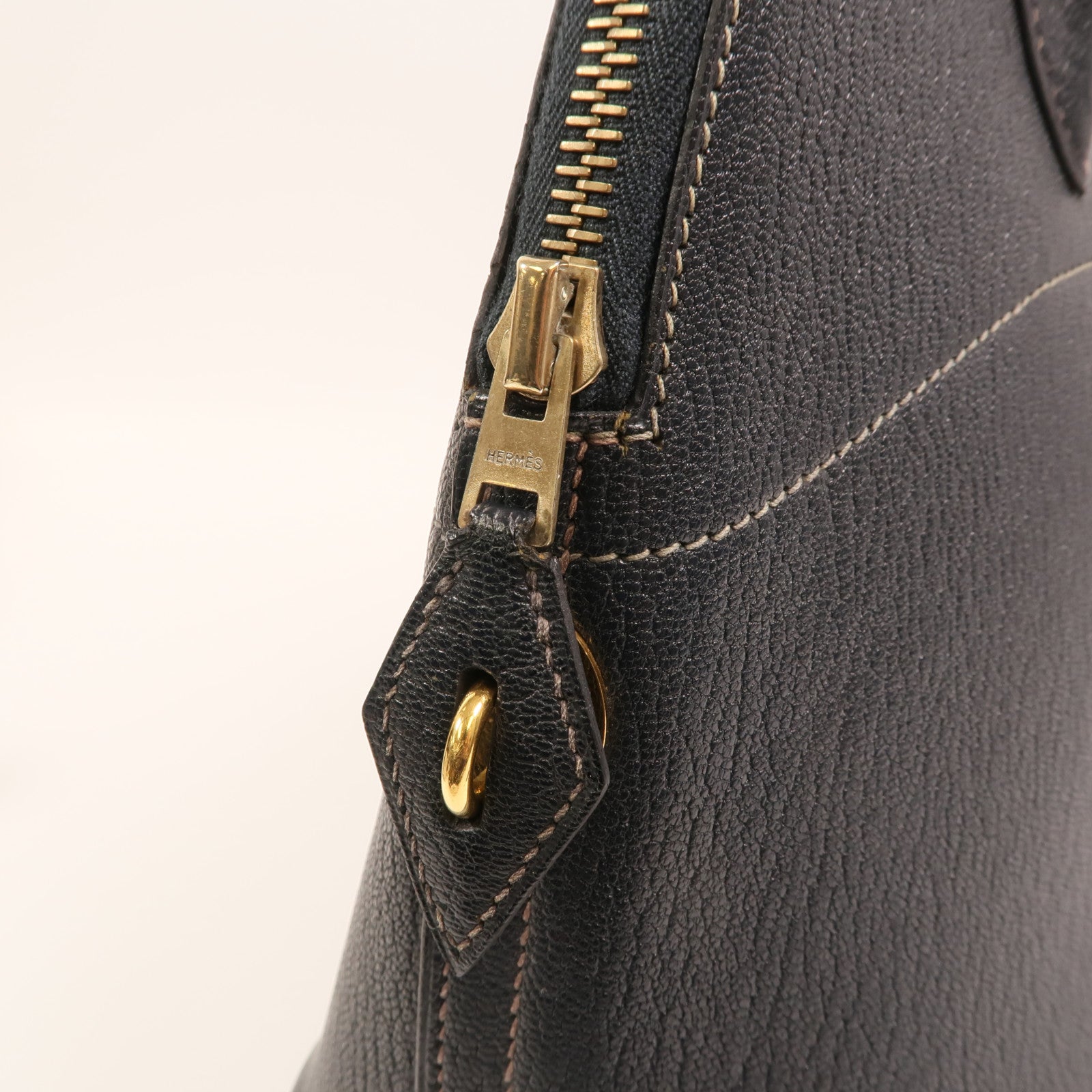 HERMES Chevre皮革Bolide 31金扣手挽肩背兩用袋Blue Marine