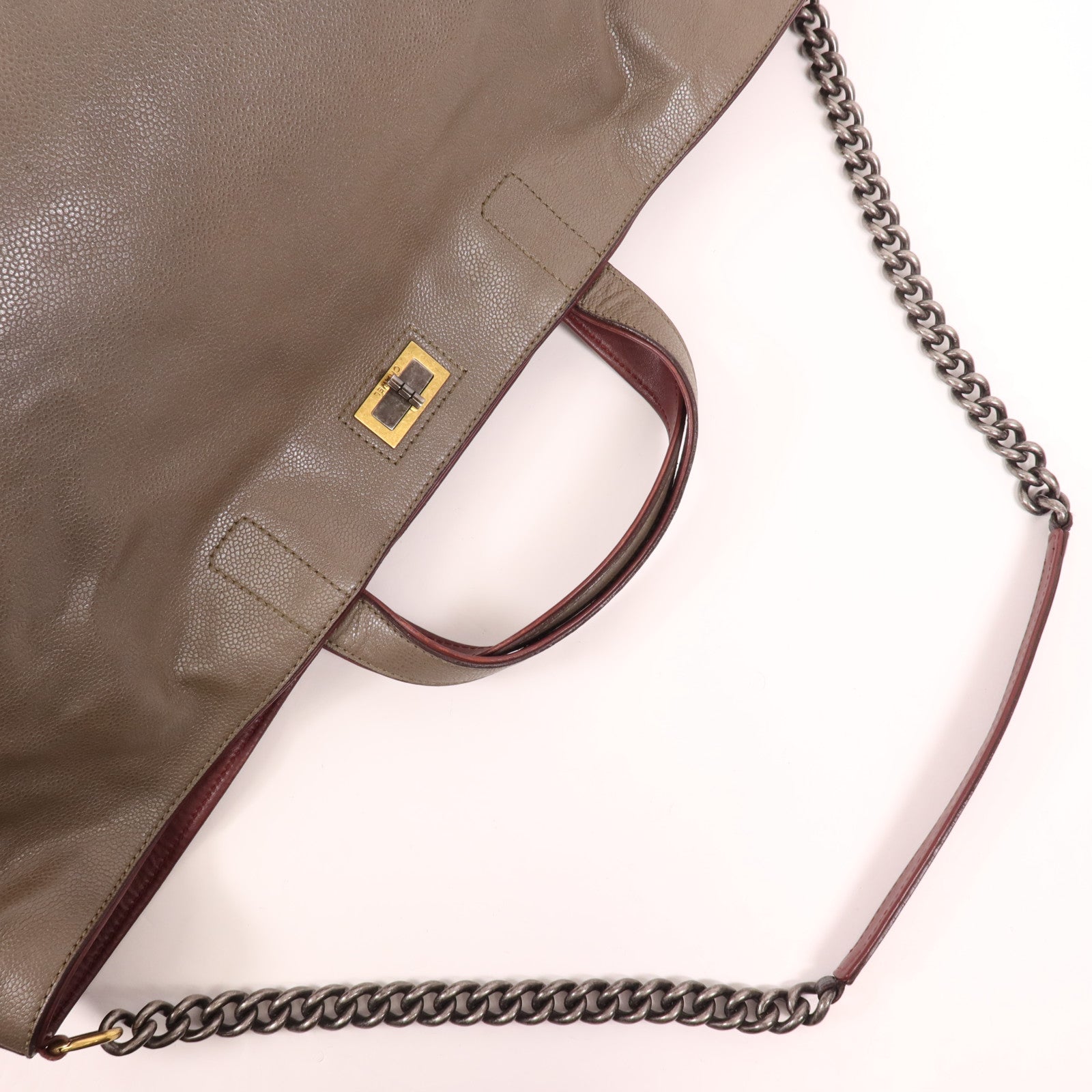 CHANEL 牛皮皮革2 Way Shoulder Bag金扣手挽肩背兩用袋