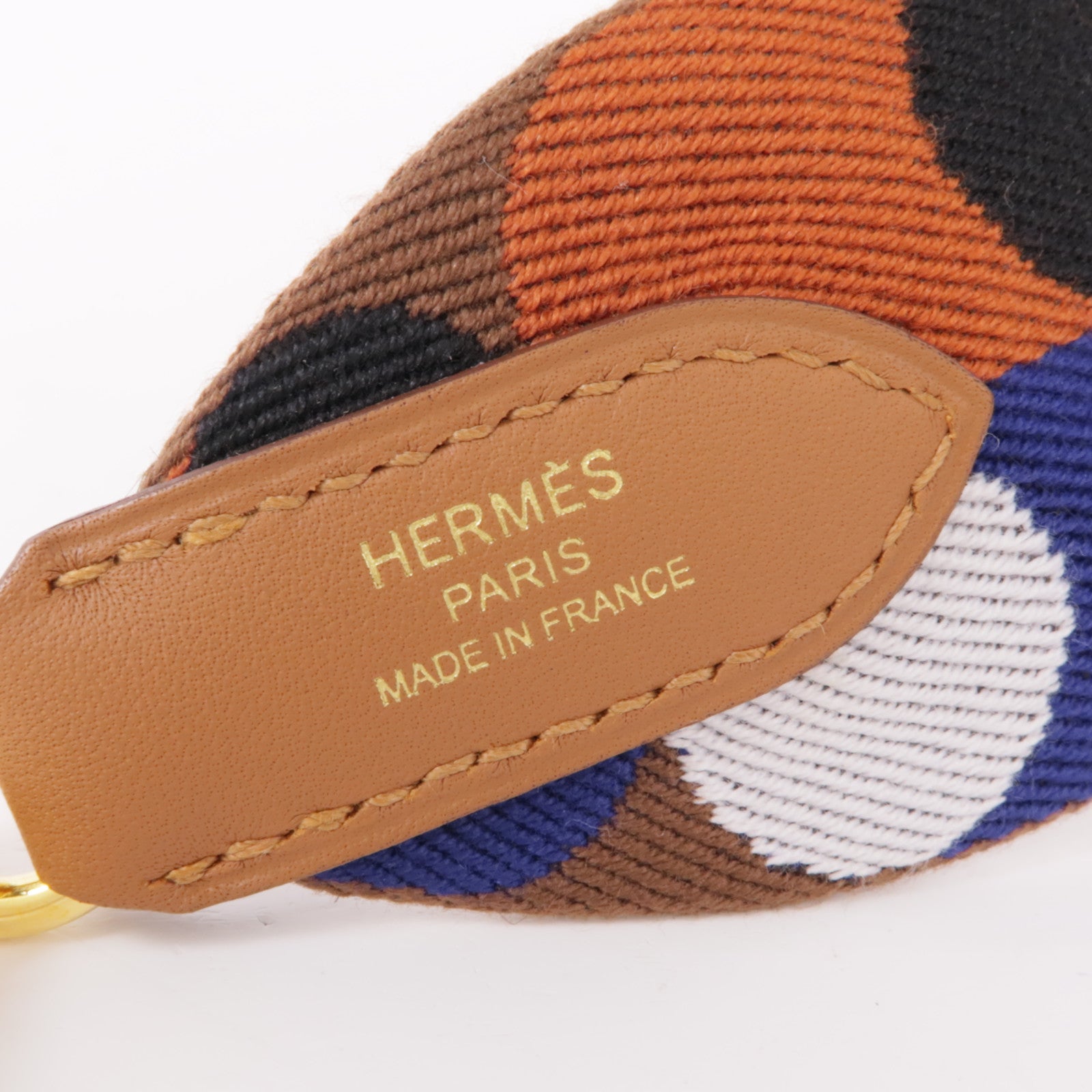 HERMES 帆布Strap金扣肩背帶彩色