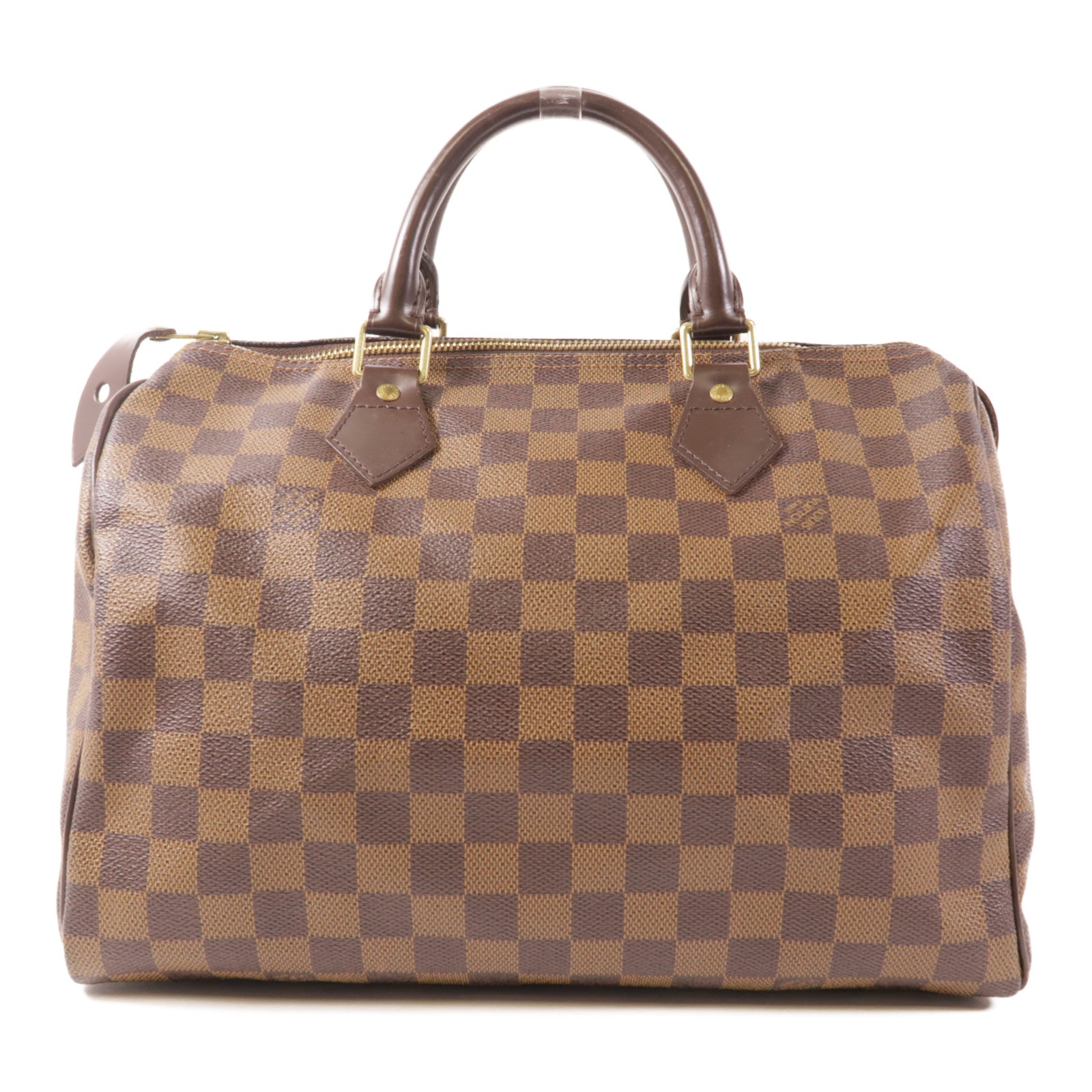 LOUIS VUITTON Damier Speedy 30金扣手挽袋