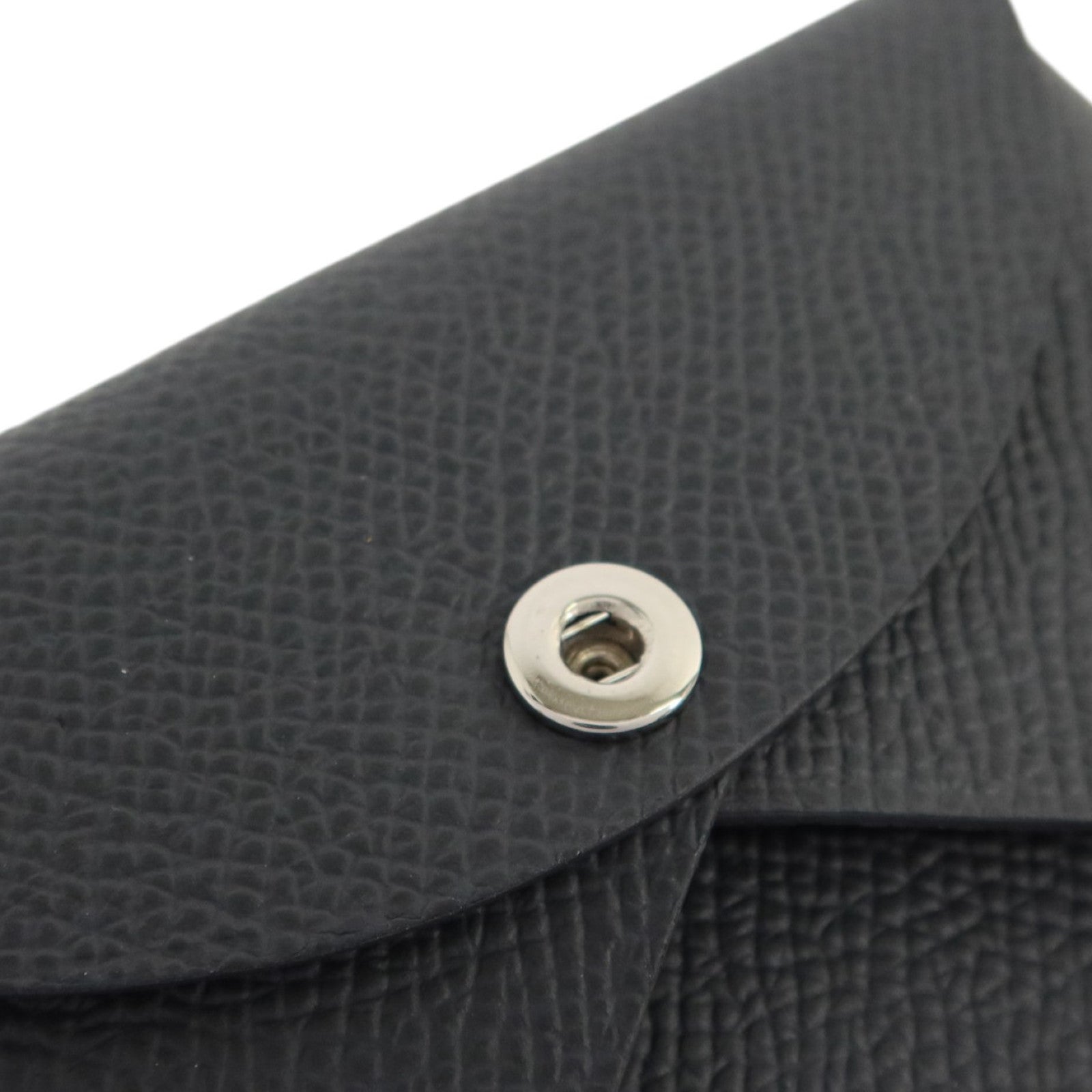 HERMES Epsom皮革Calvi Duo Compact Card Case銀扣卡片套Ardoise