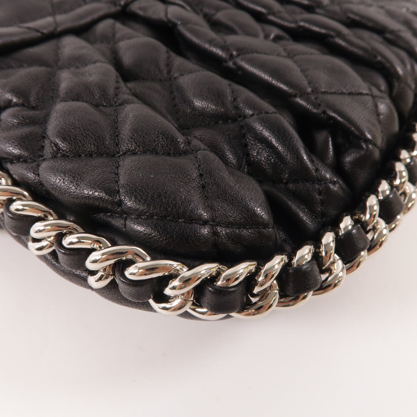 CHANEL 牛皮皮革Shoulder Bag銀扣鏈帶肩背袋
