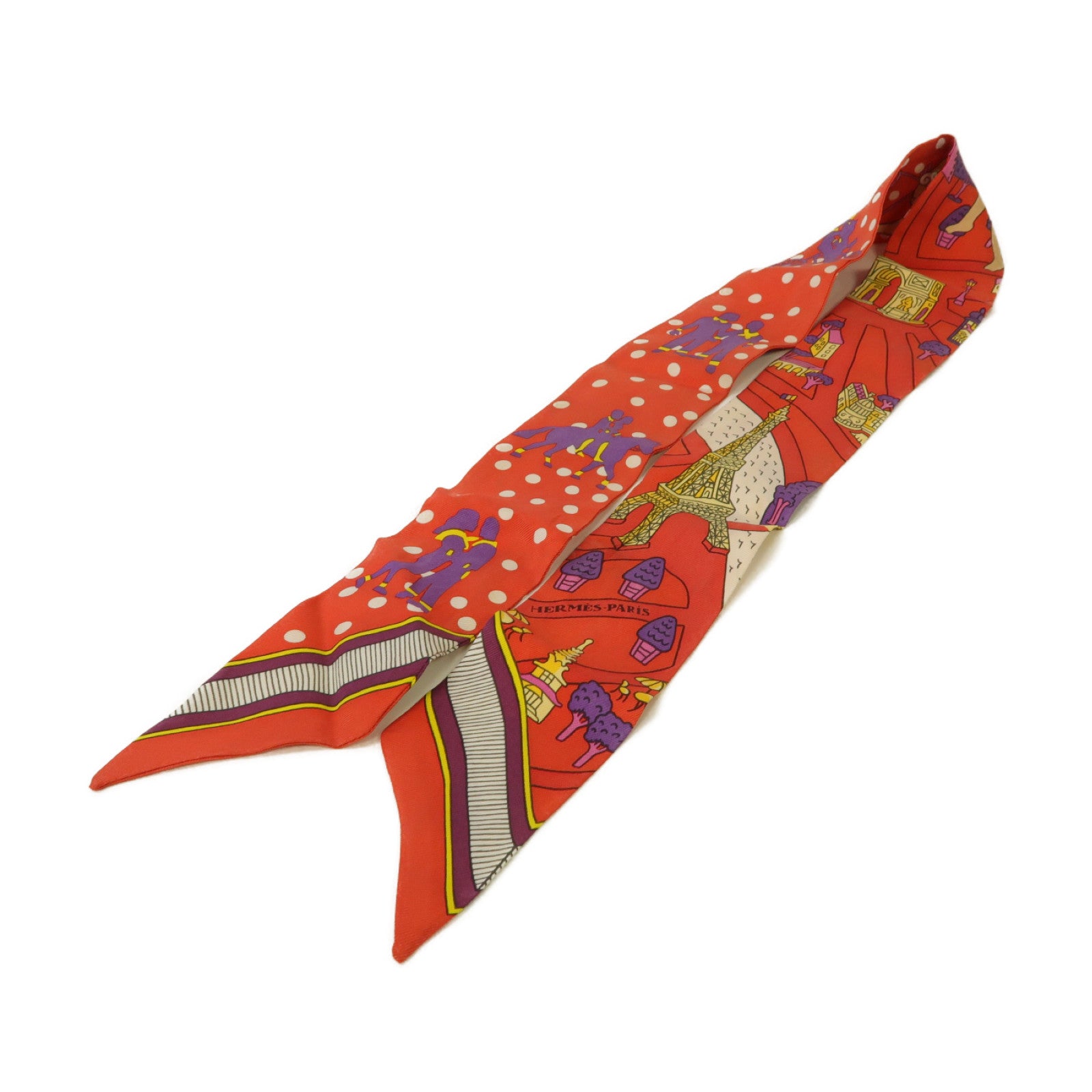 HERMES 【激減優惠】絲質Twilly絲巾紅色