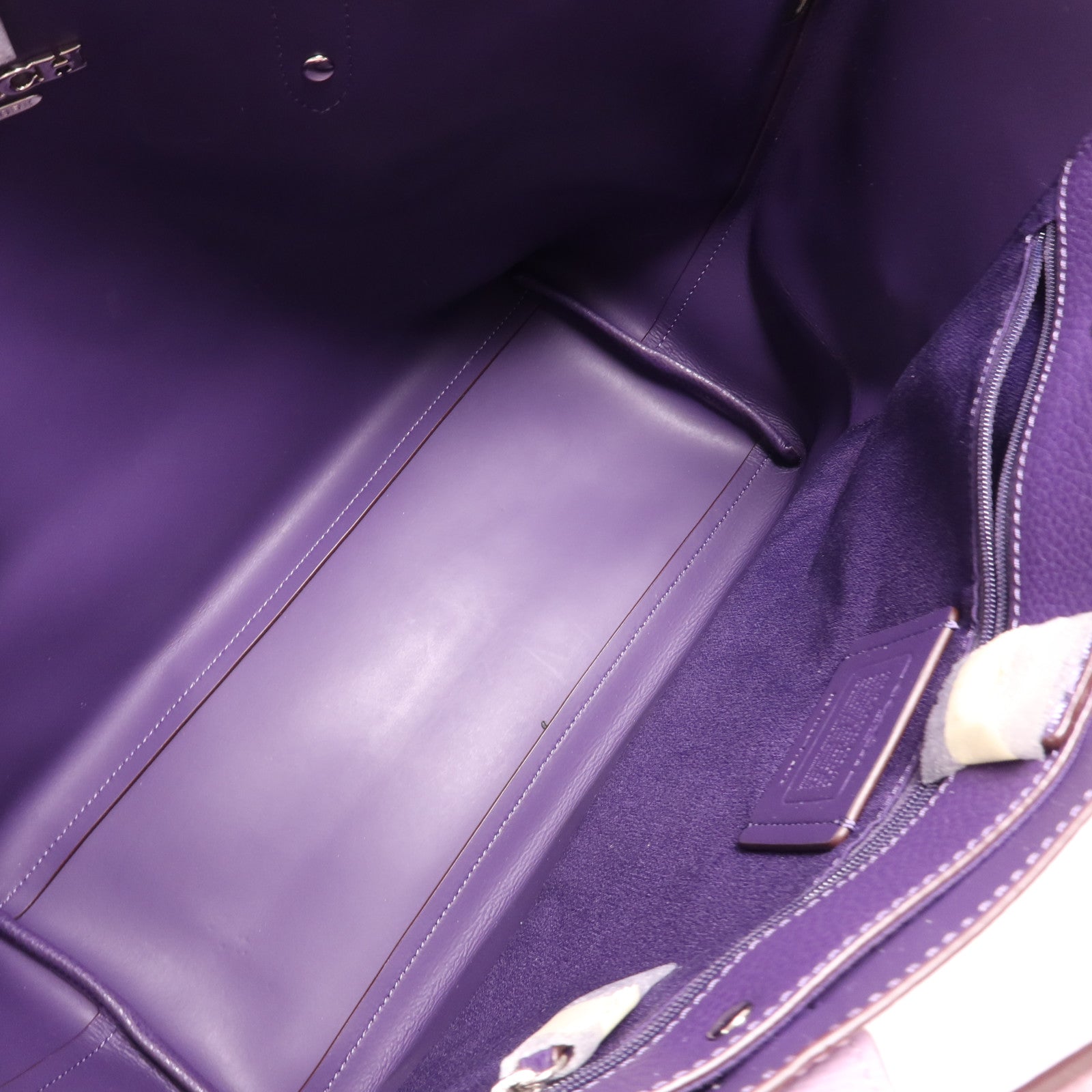 COACH 牛皮皮革Tote Bag銀扣肩背袋