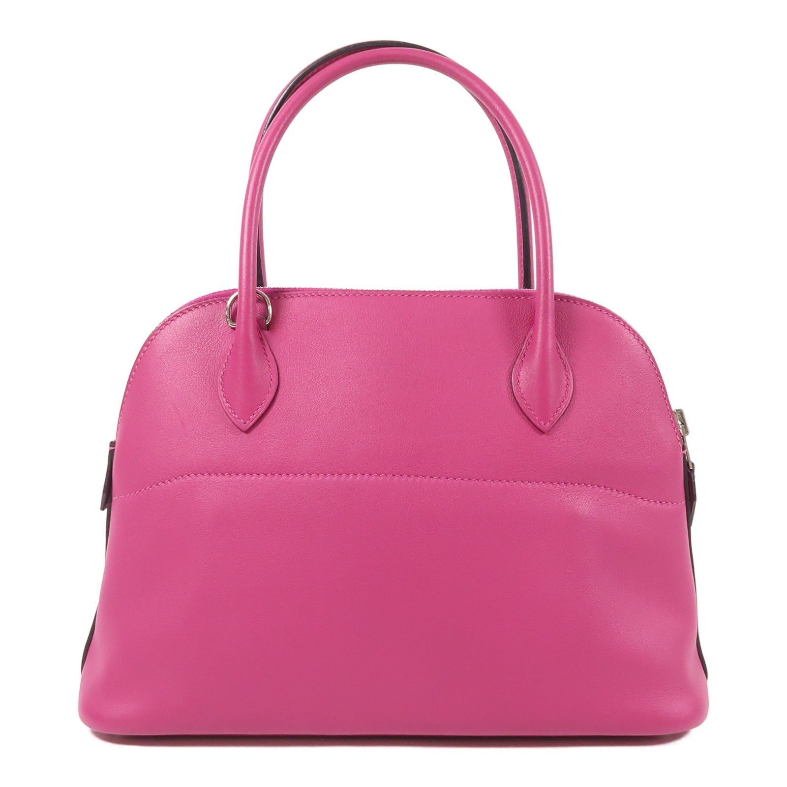 HERMES Swift皮革Bolide 27銀扣手挽肩背兩用袋Rose Pourpre