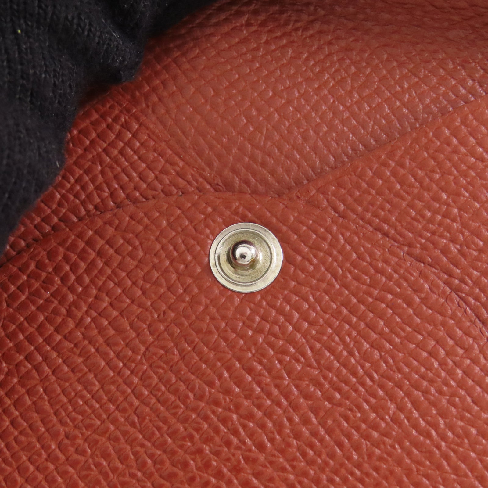 HERMES Epsom皮革Bastia銀扣零錢包Rouge H